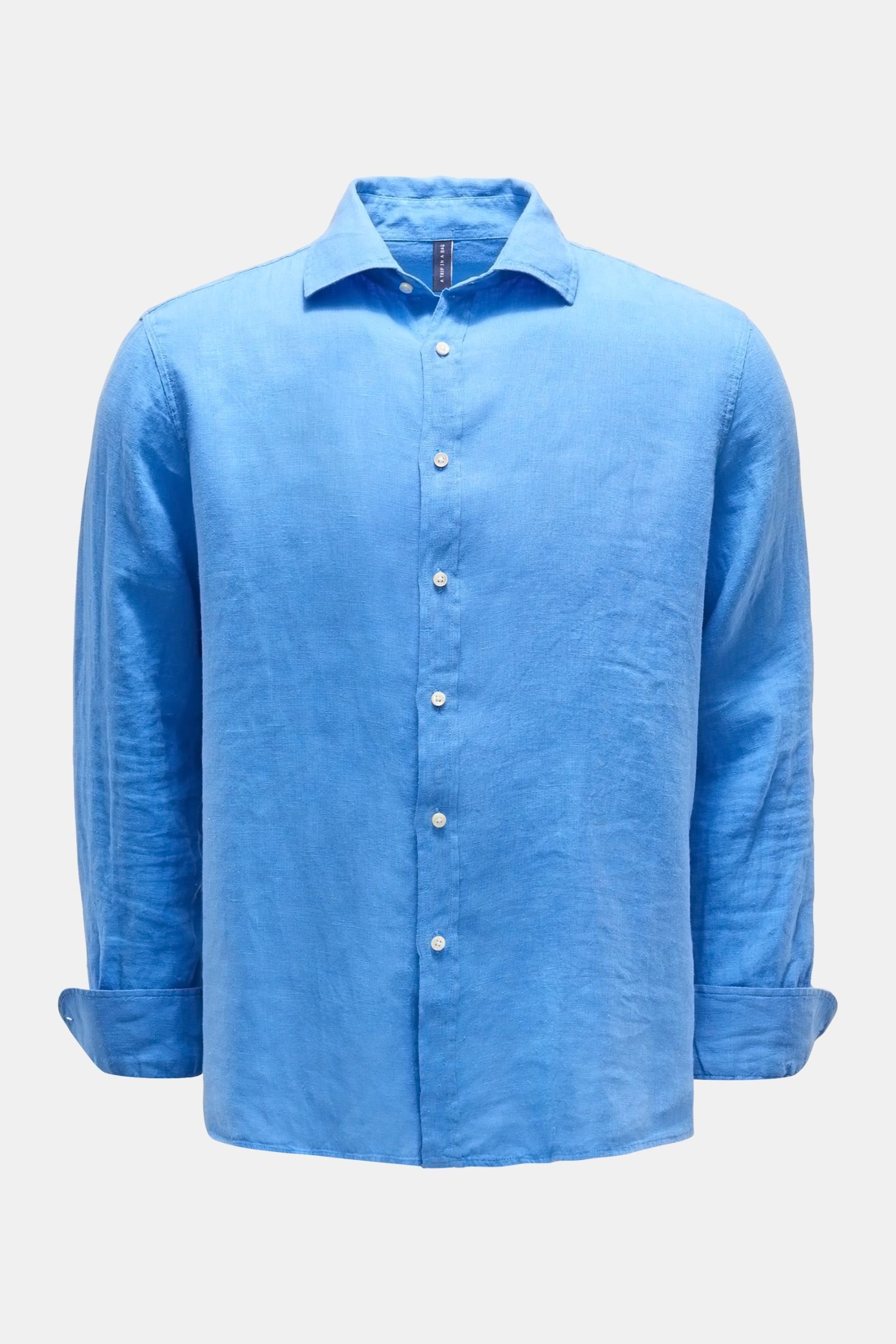 'Linen Shirt' with shark collar blue