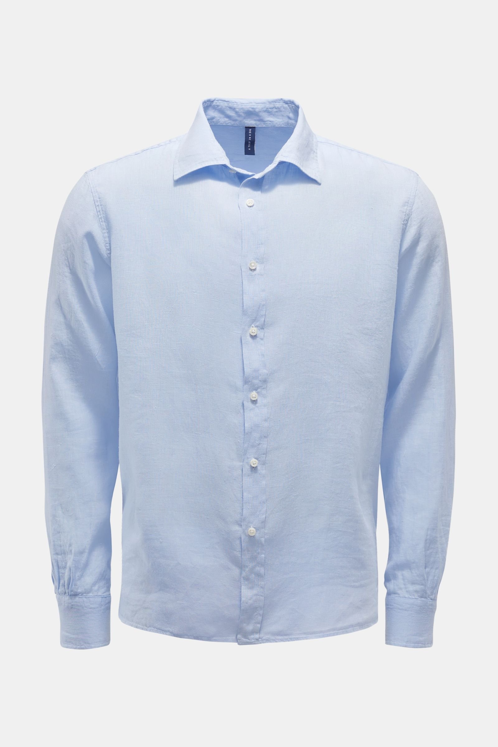 Linen shirt 'Linen shirt' with shark collar light blue