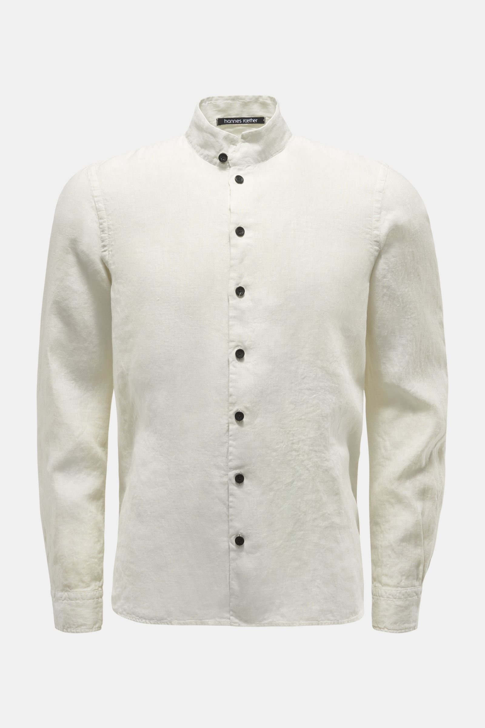 Linen shirt 'mil29ske.608' grandad collar off-white