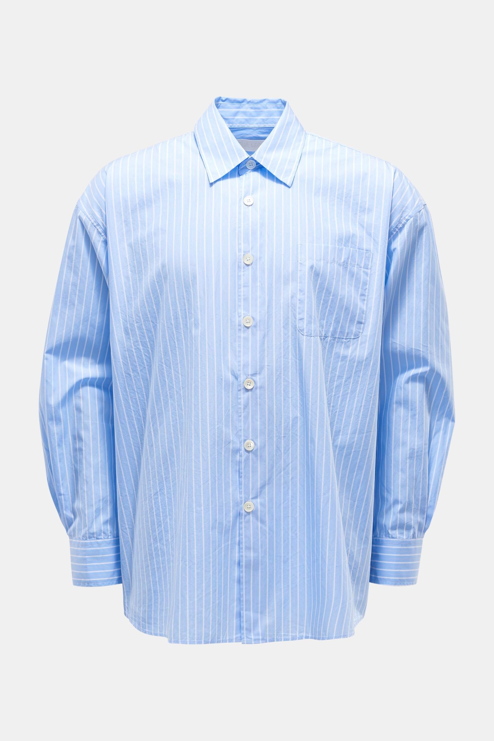 Casual Hemd 'Borrowed Shirt' Kent-Kragen hellblau/weiß gestreift