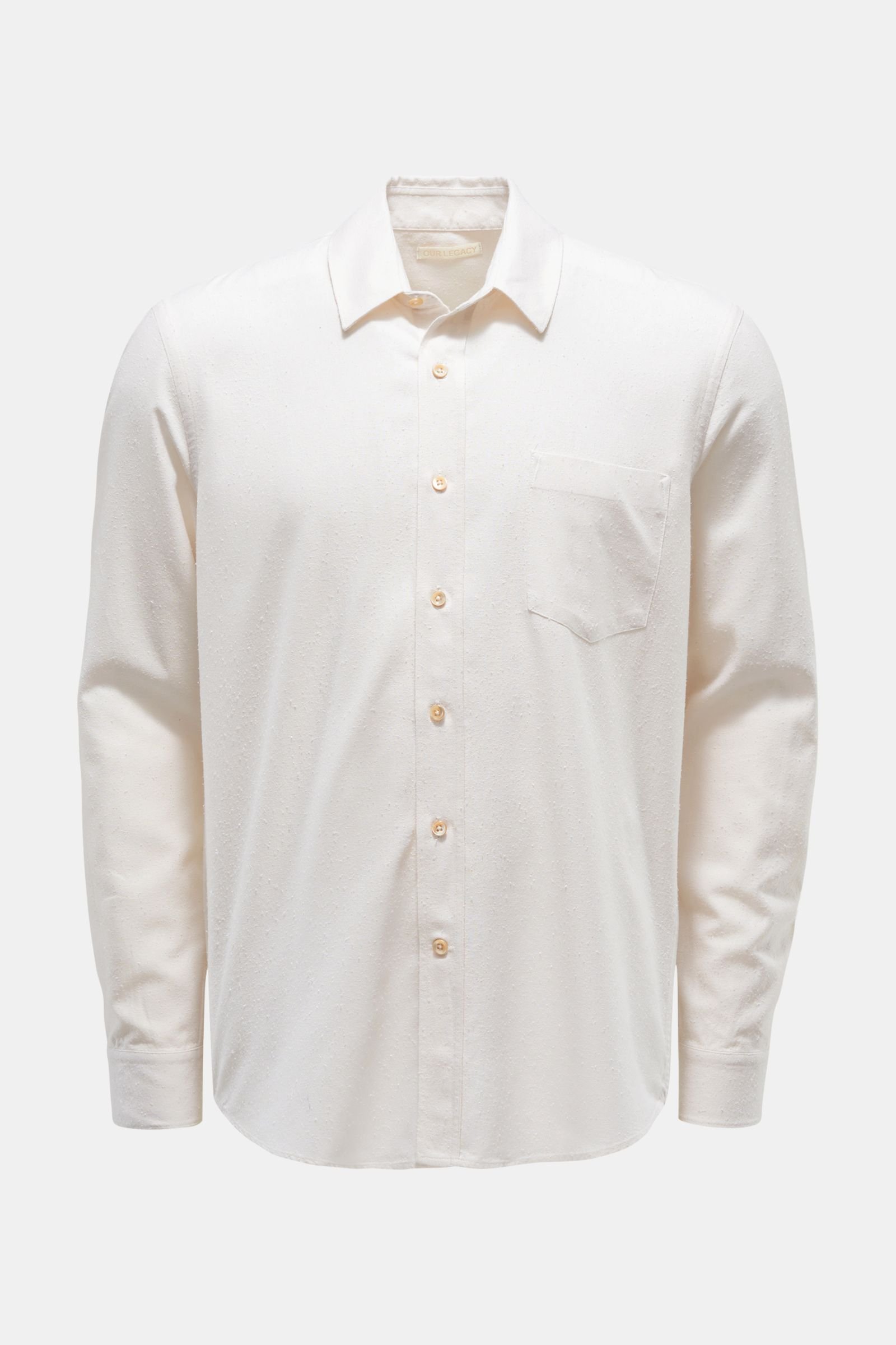 OUR LEGACY silk shirt 'Classic Shirt' narrow collar cream | BRAUN