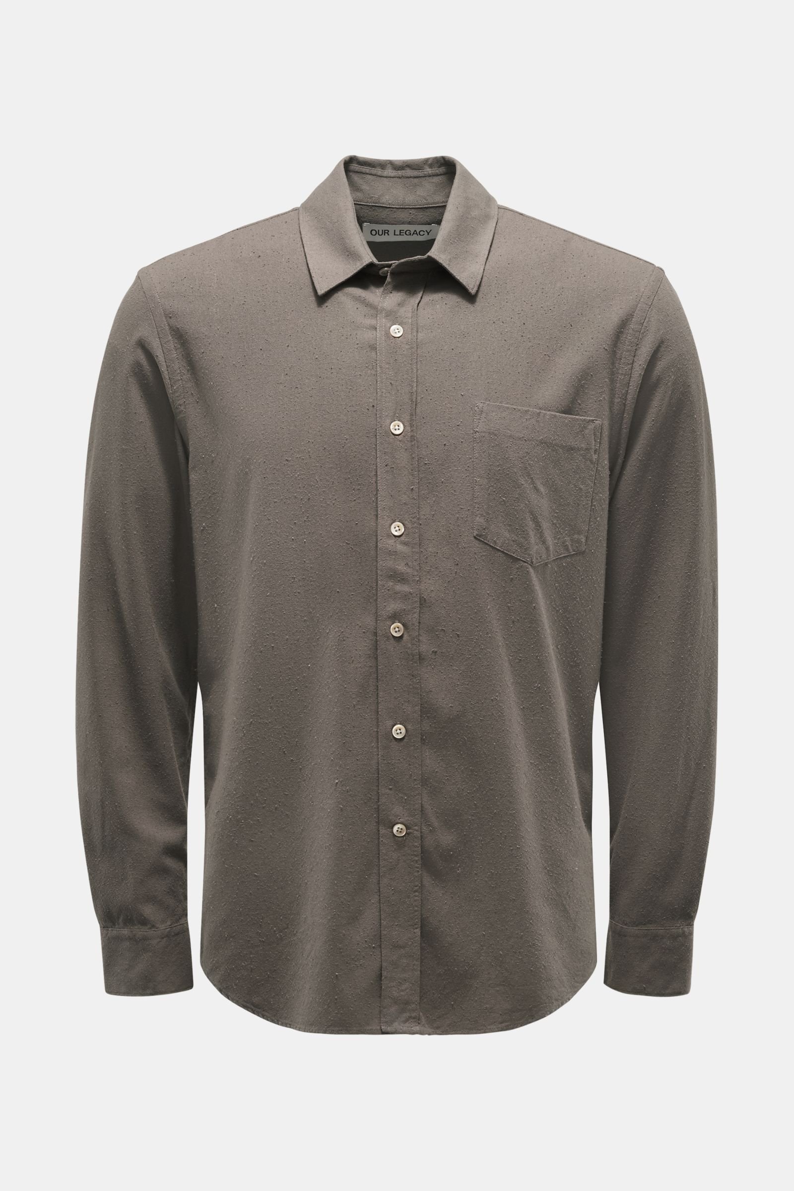 Silk shirt 'Classic Shirt' narrow collar grey-brown