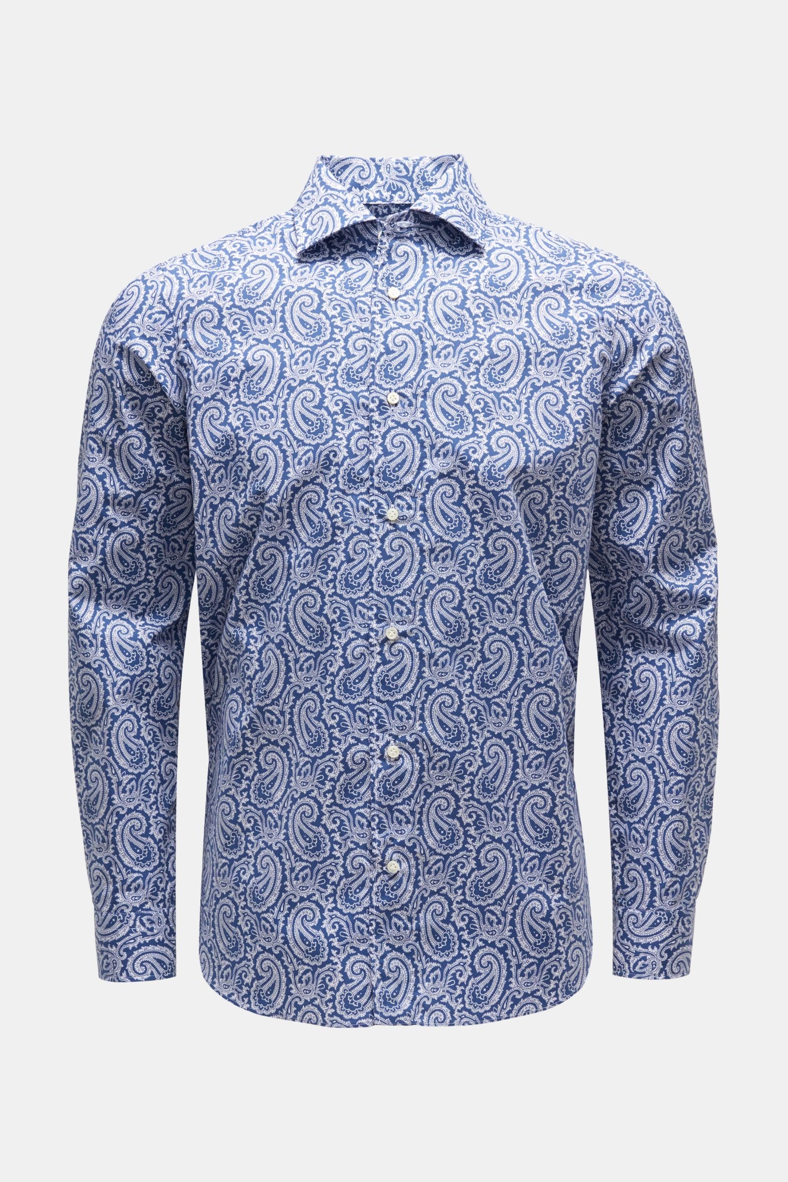 Casual shirt Kent collar grey-blue/white patterned