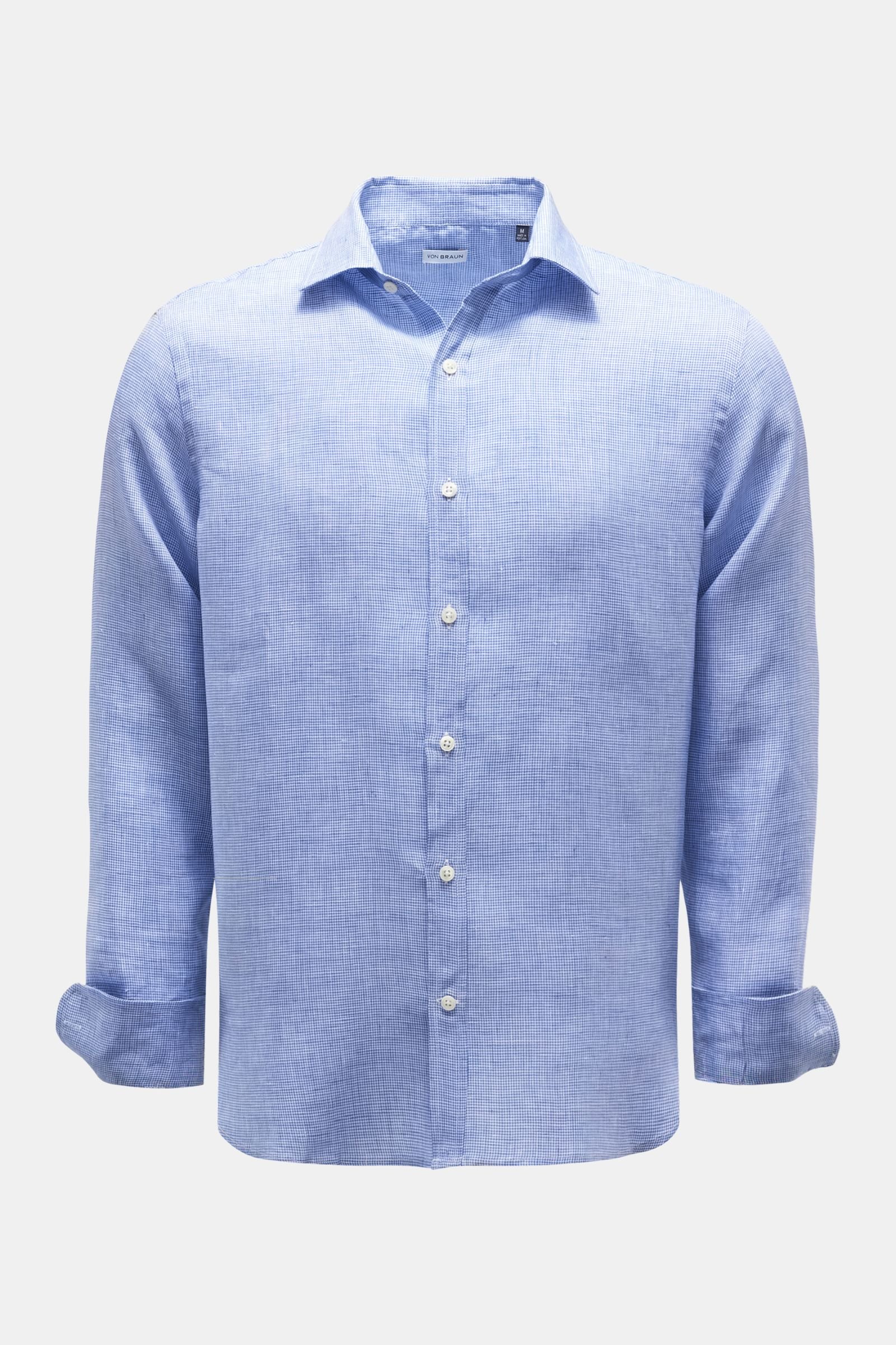Linen shirt Kent collar blue/white checked 