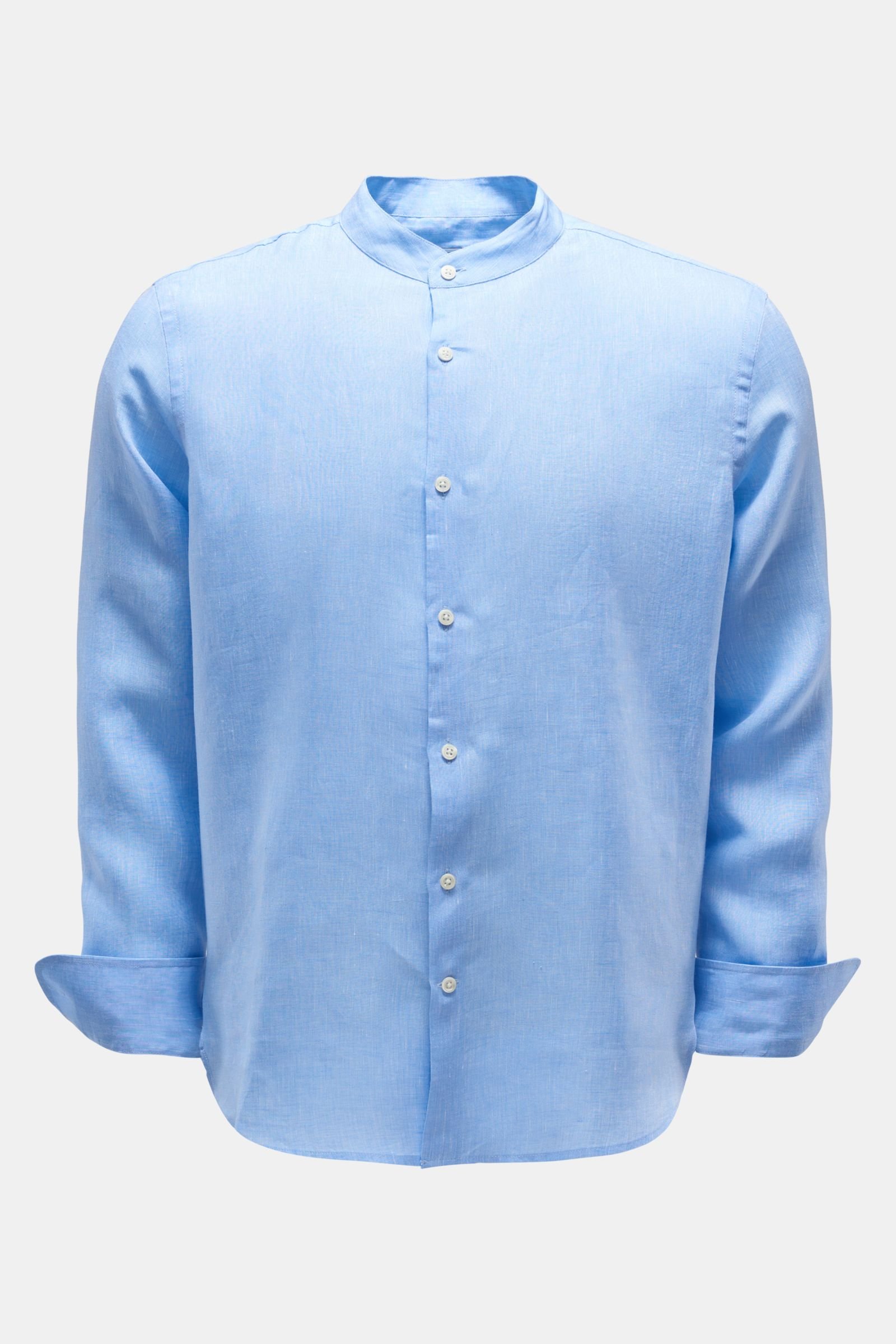 Leinenhemd Grandad-Kragen hellblau