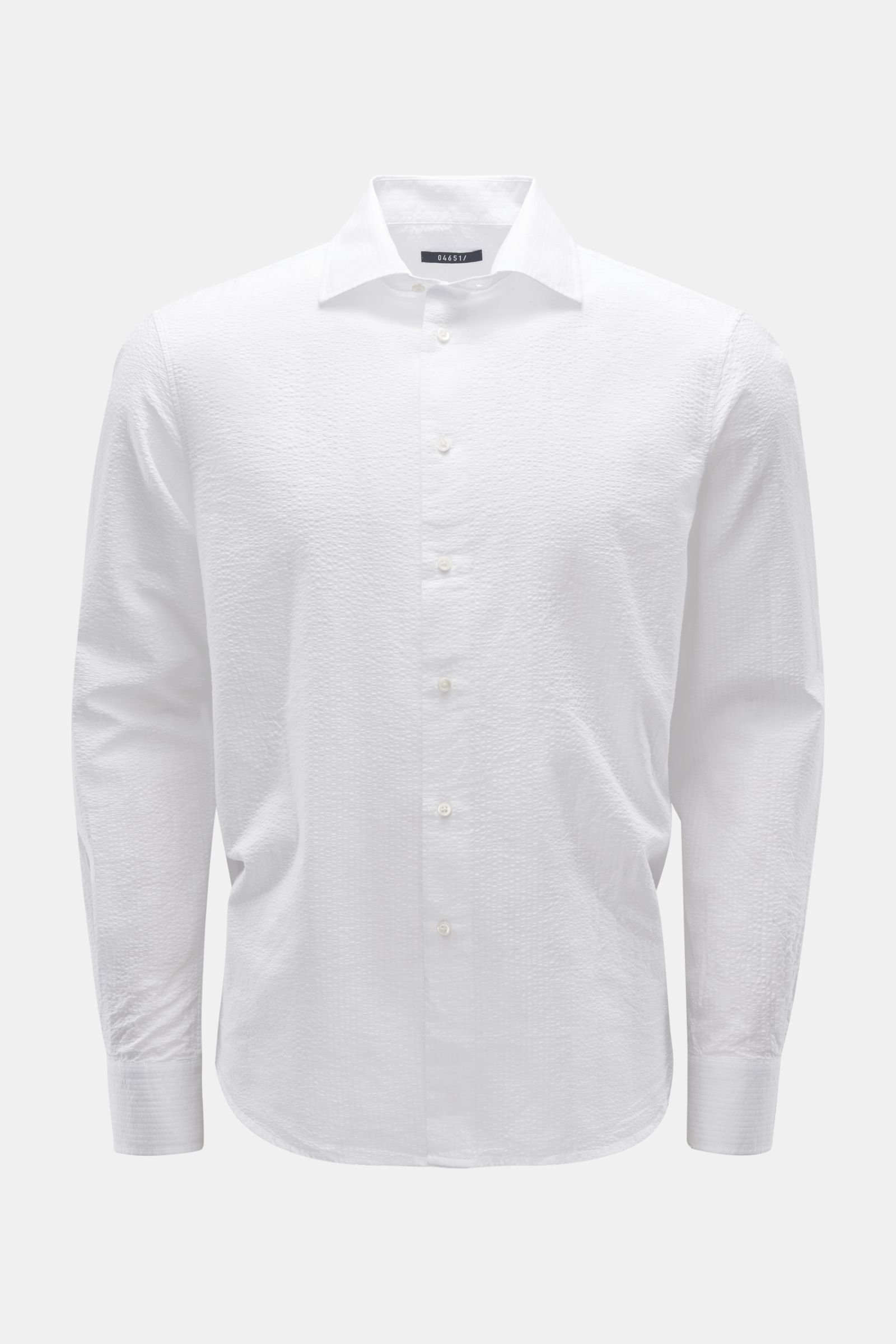 Seersucker-Hemd 'Seersucker Shirt' Haifisch-Kragen weiß