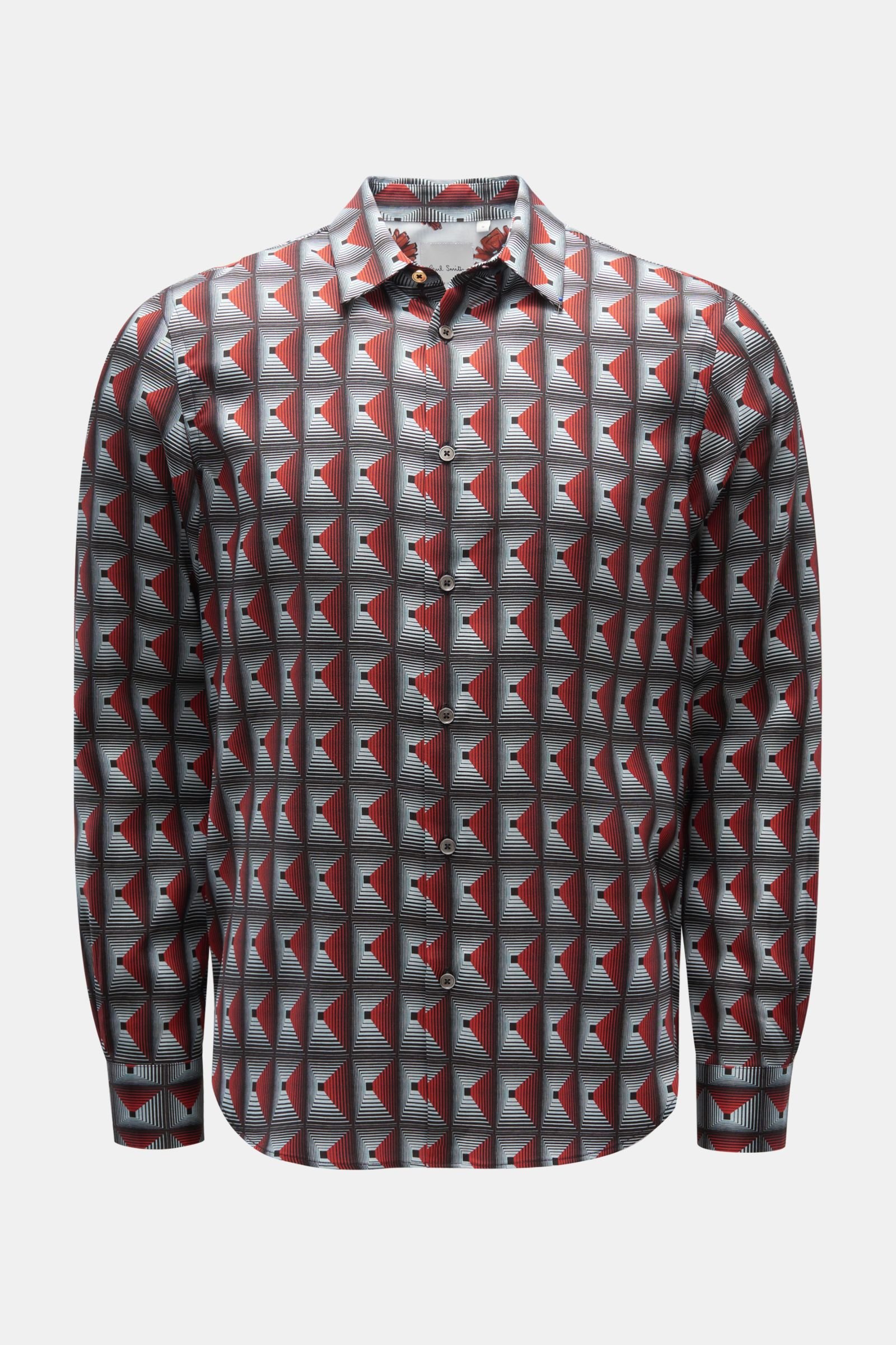 Casual shirt Kent collar black/red patterned