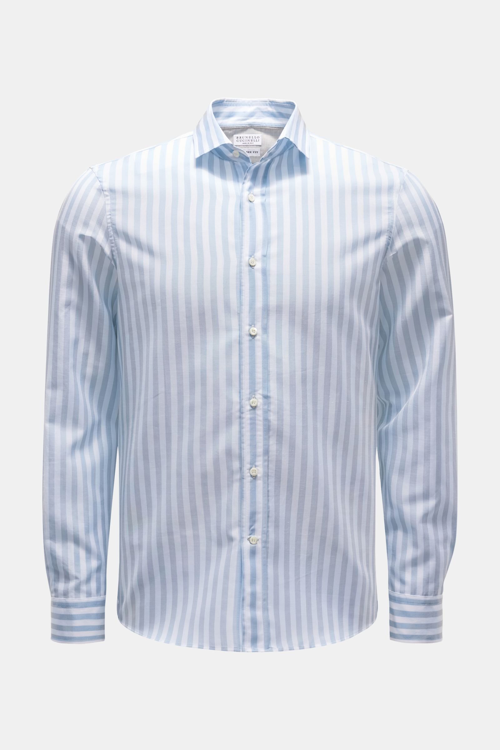 Casual shirt 'Leisure Fit' narrow collar light blue/white striped