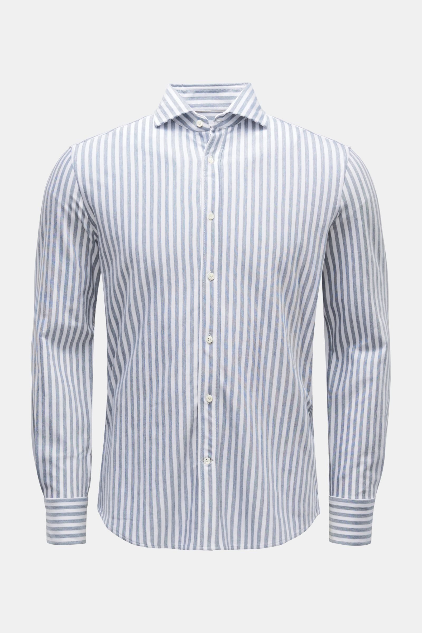 Jersey shirt shark collar grey-blue/white striped