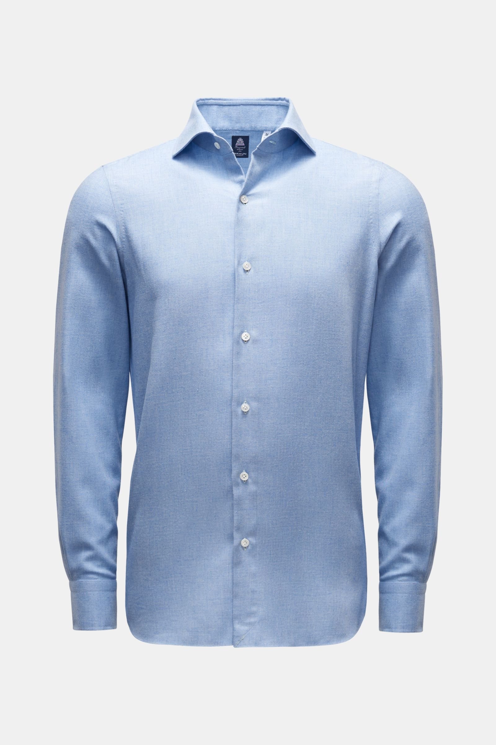 Casual shirt 'Eduardo Napoli' shark collar grey-blue