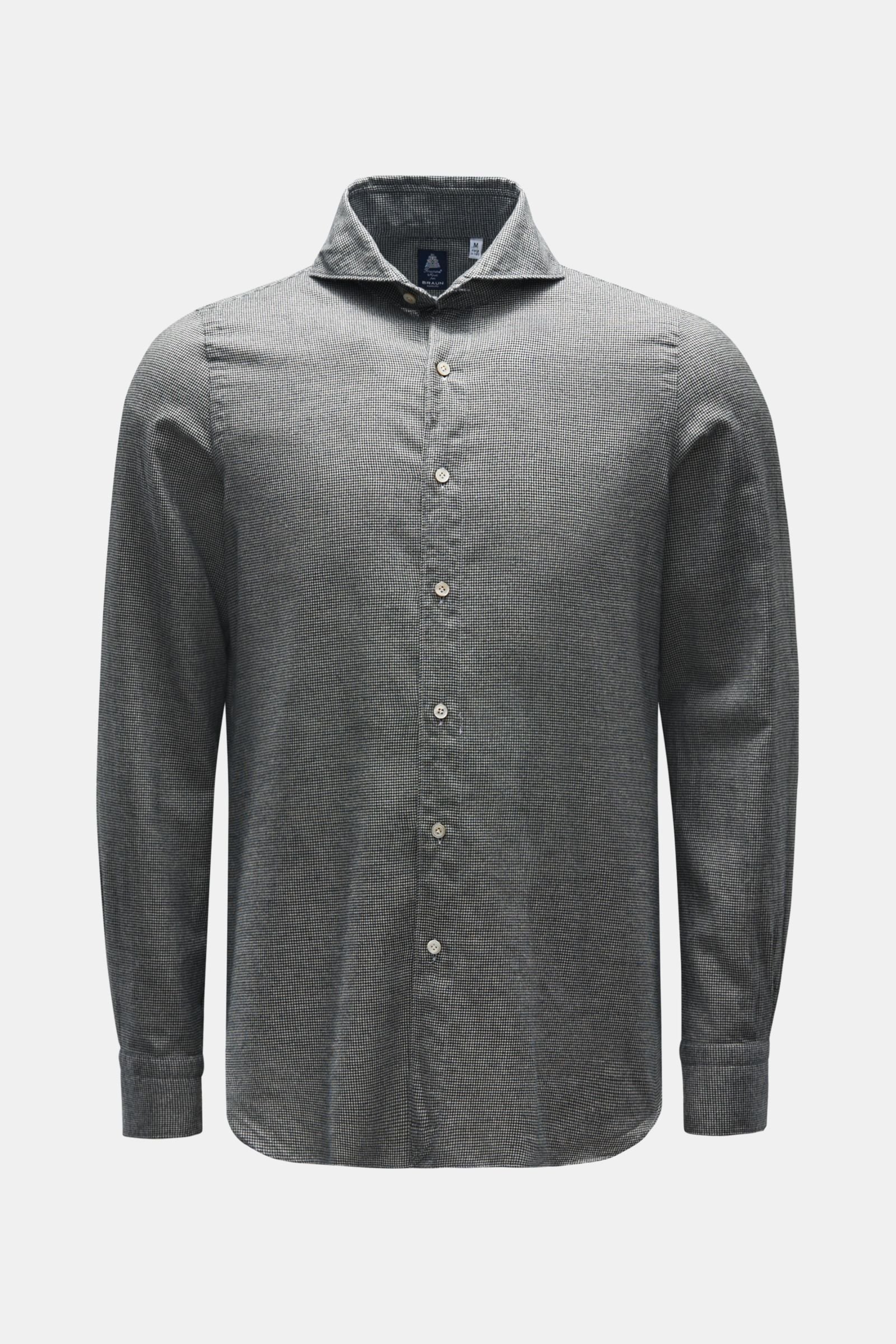 Flannel shirt 'Sergio Gaeta' shark collar black/white checked