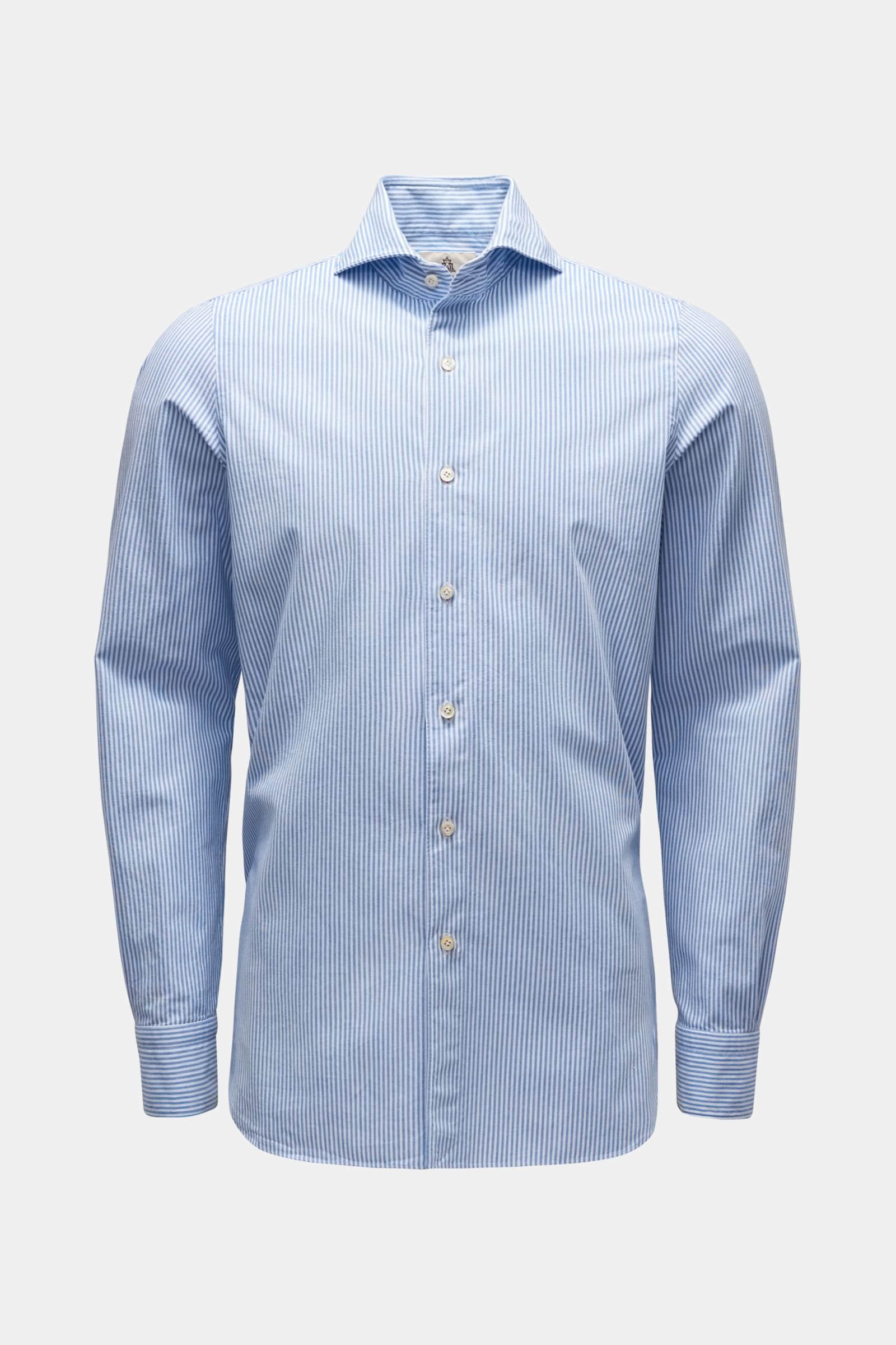 Casual shirt 'Sergio Gaeta' shark collar smoky blue/white striped