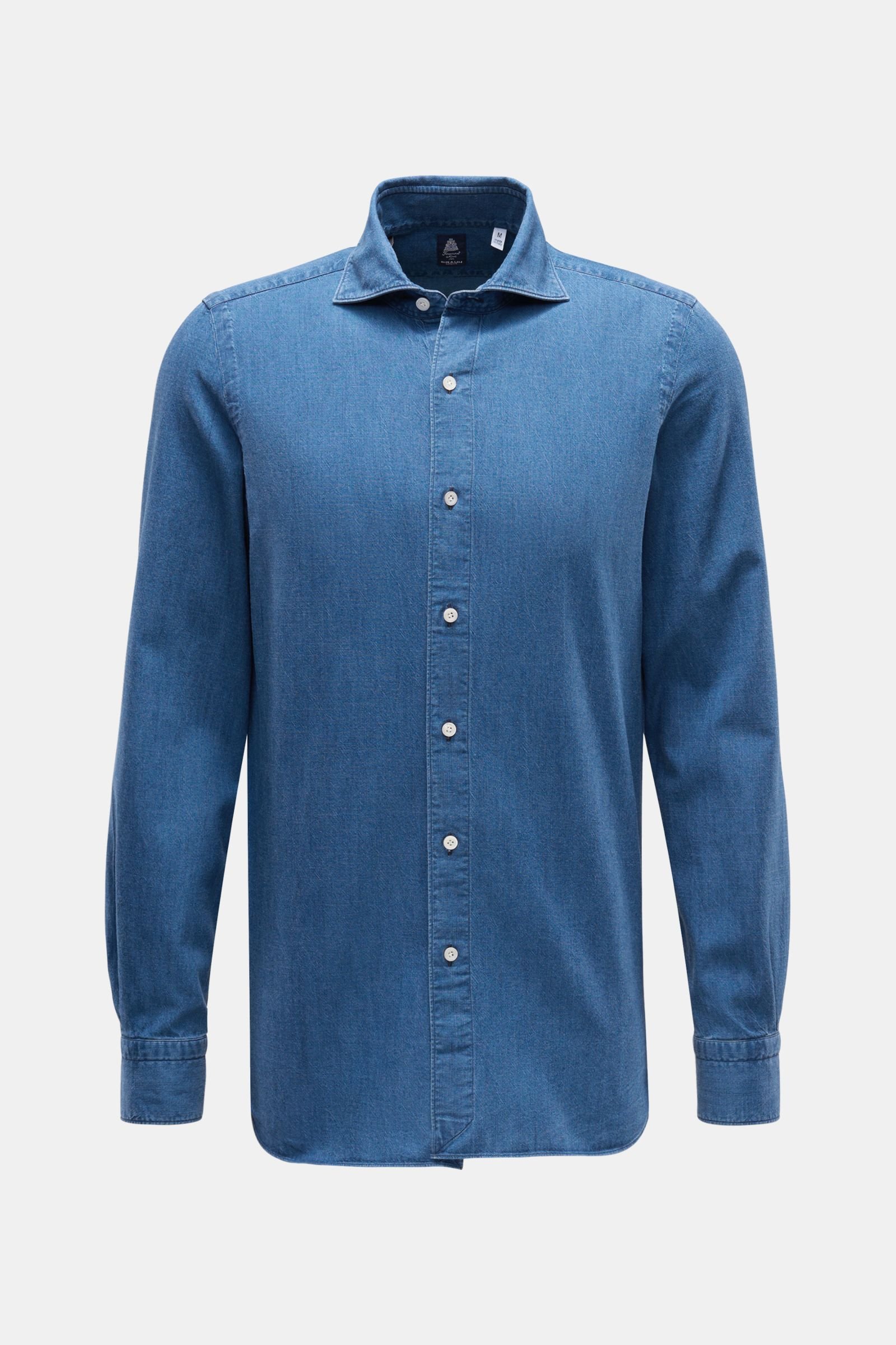 Denim shirt 'Eduardo Gaeta' shark collar blue