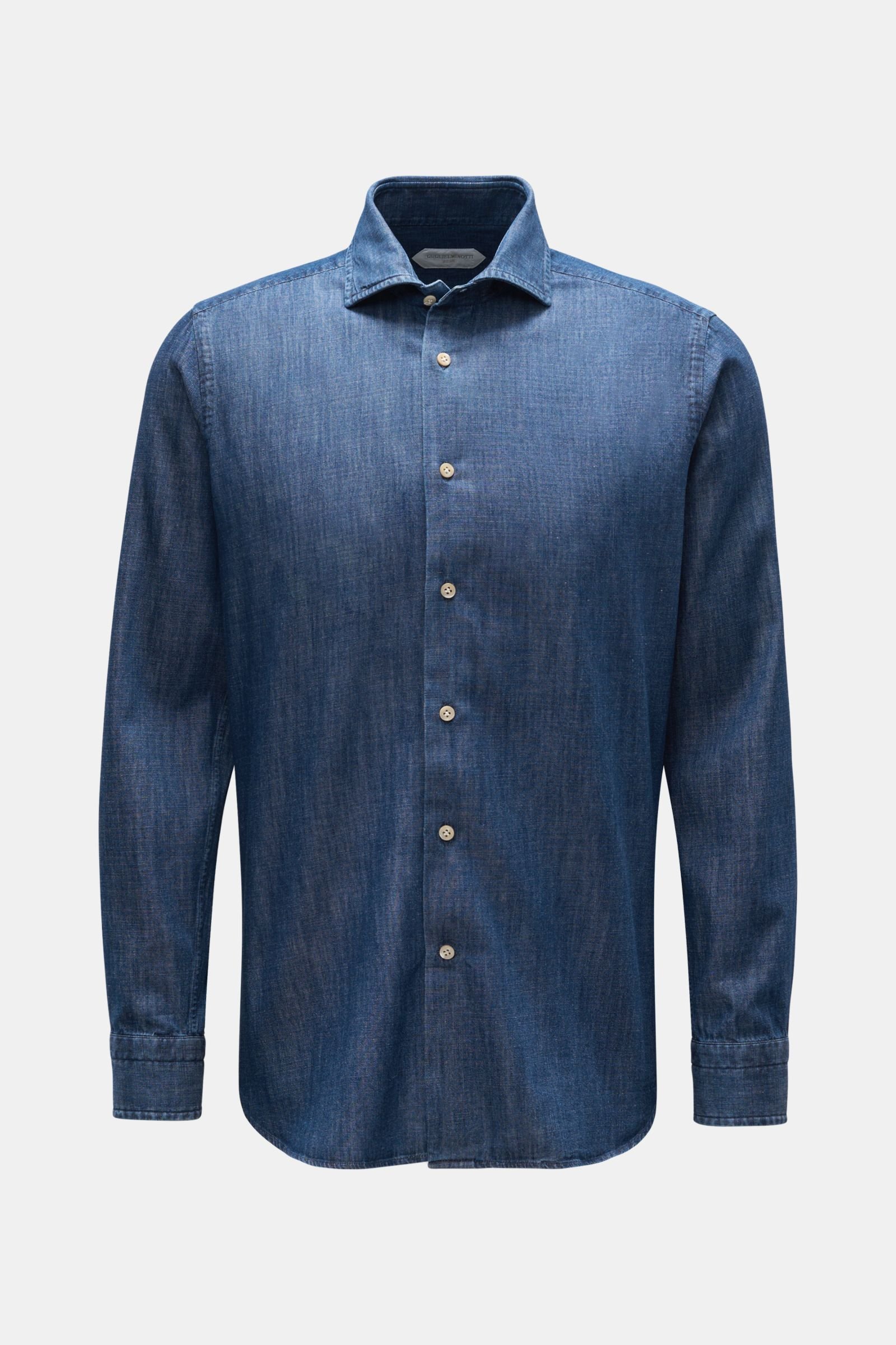 Denim shirt with slim collar grey-blue
