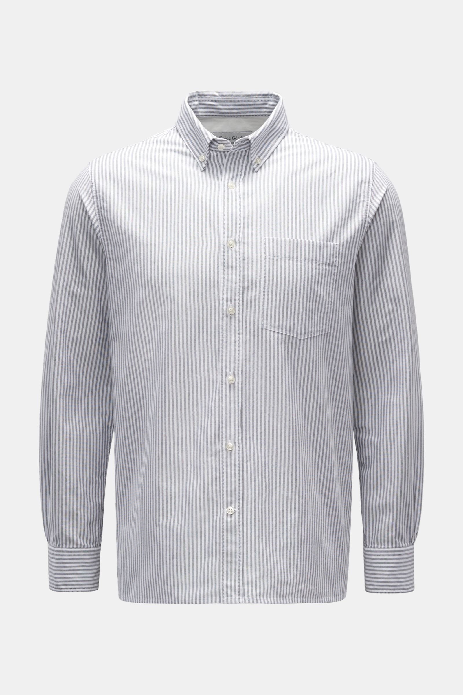 Oxfordhemd 'Arsene' Button-Down-Kragen dunkelgrau/weiß gestreift 