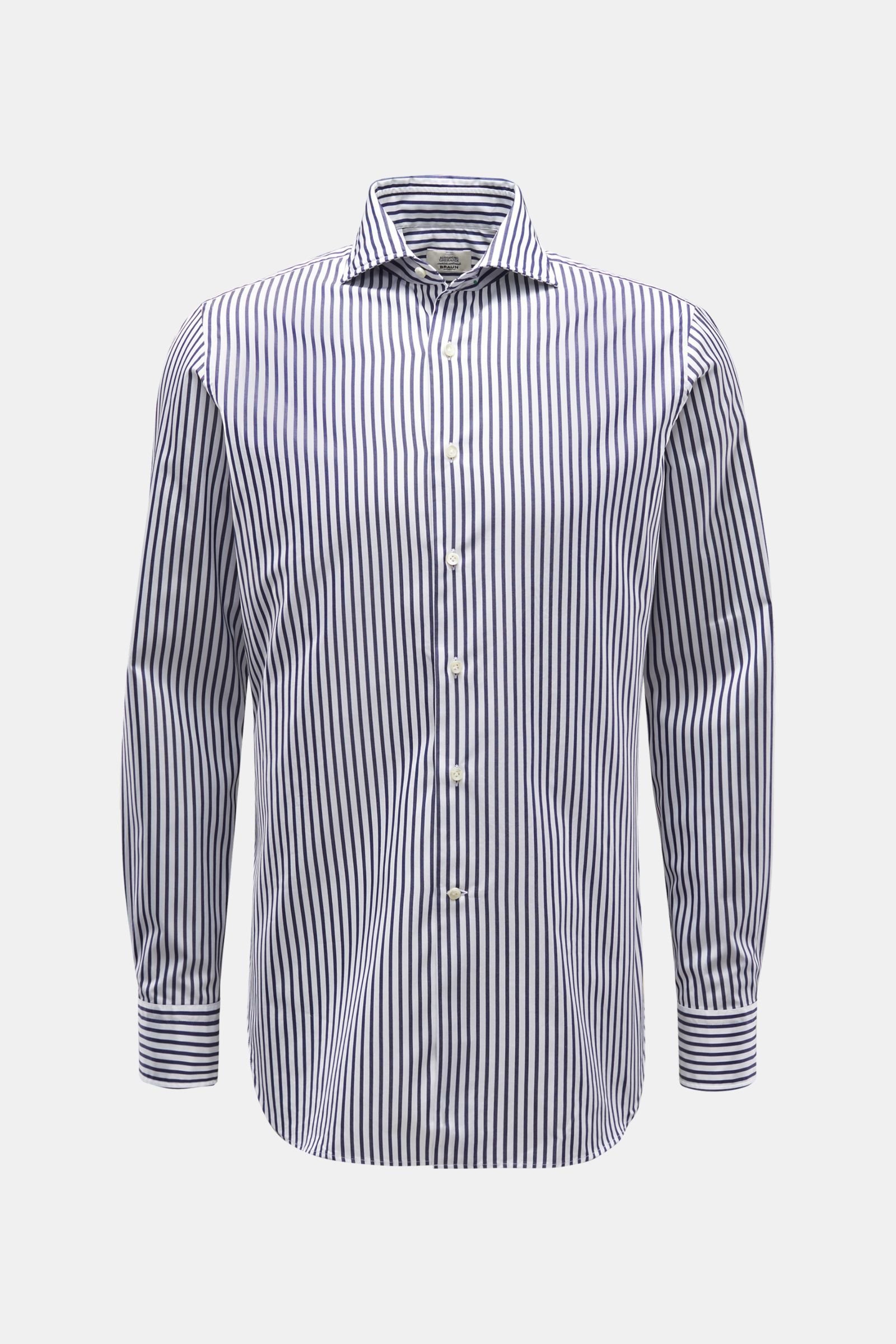 Casual shirt shark collar dark blue/white striped