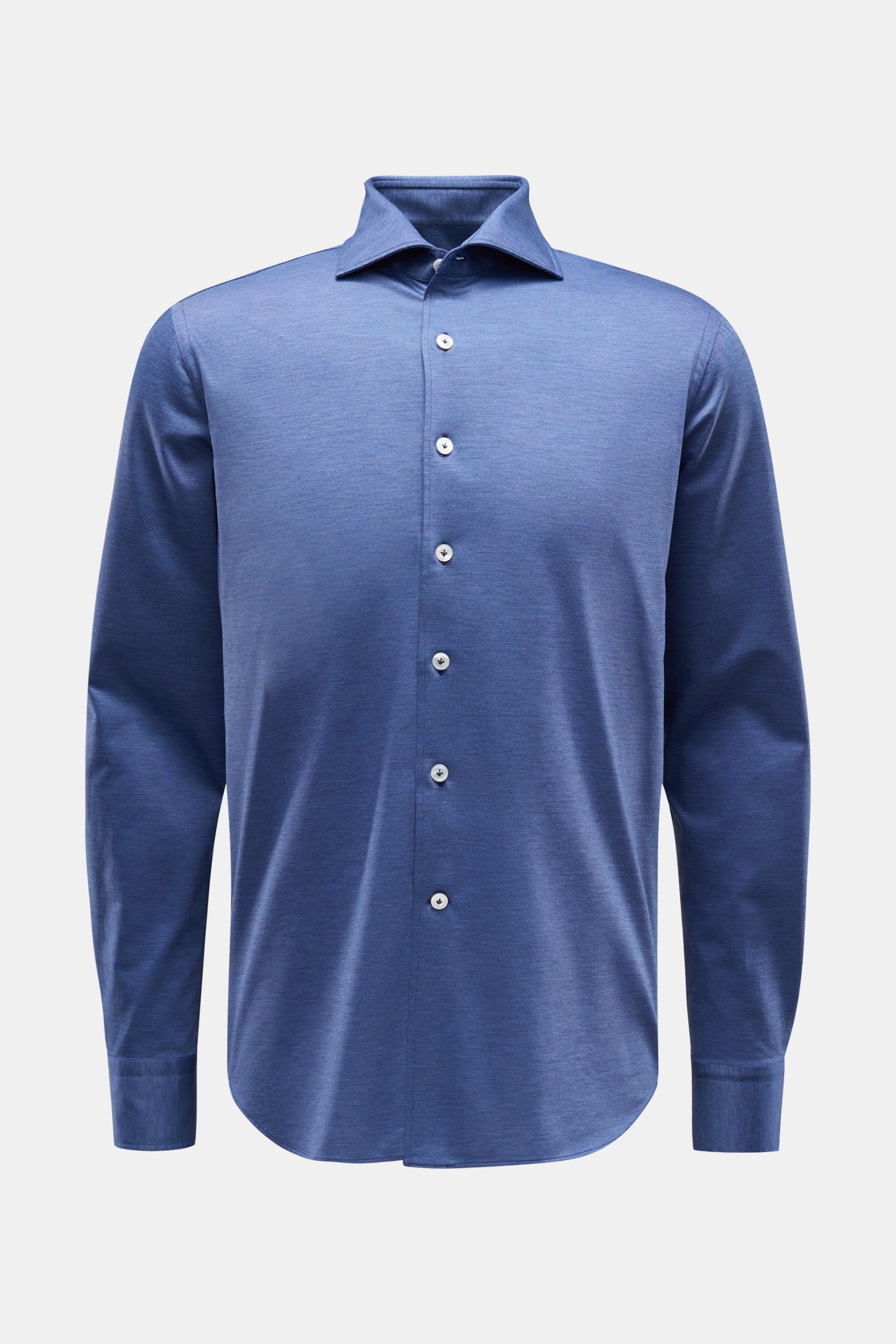 Jersey shirt shark collar grey-blue