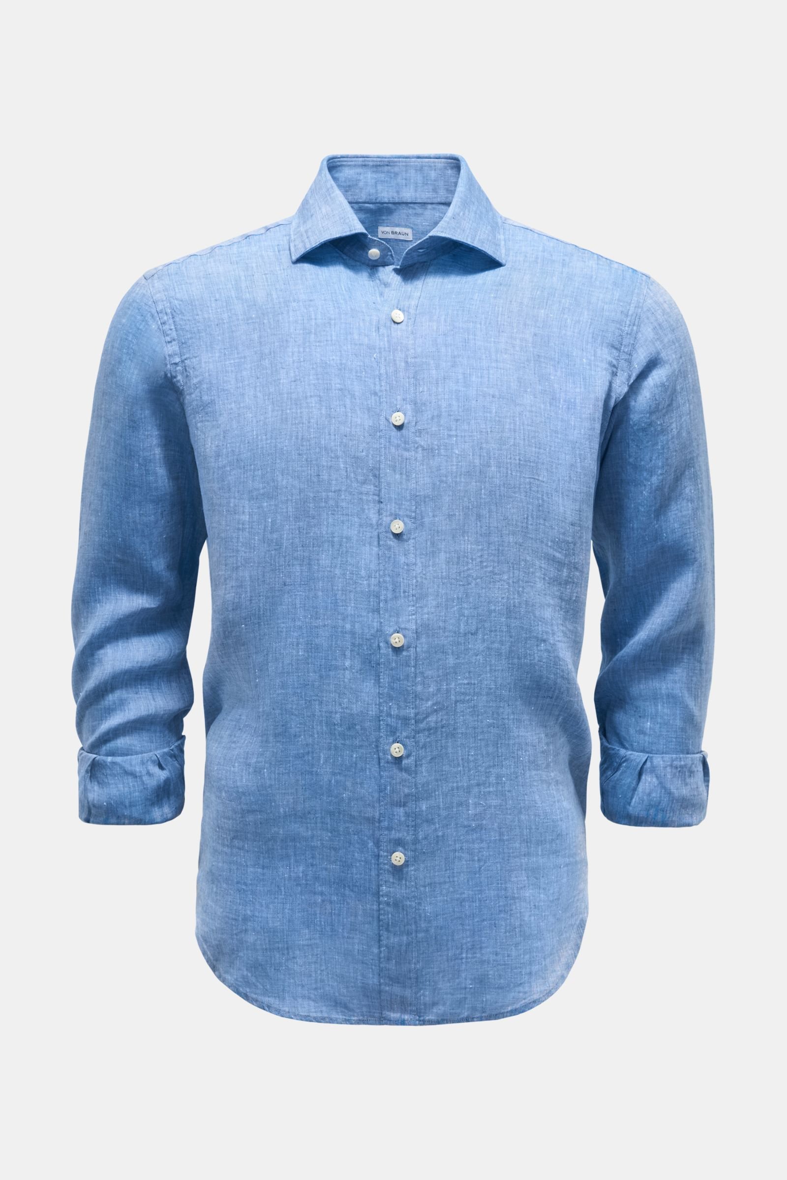 Linen shirt Kent collar blue
