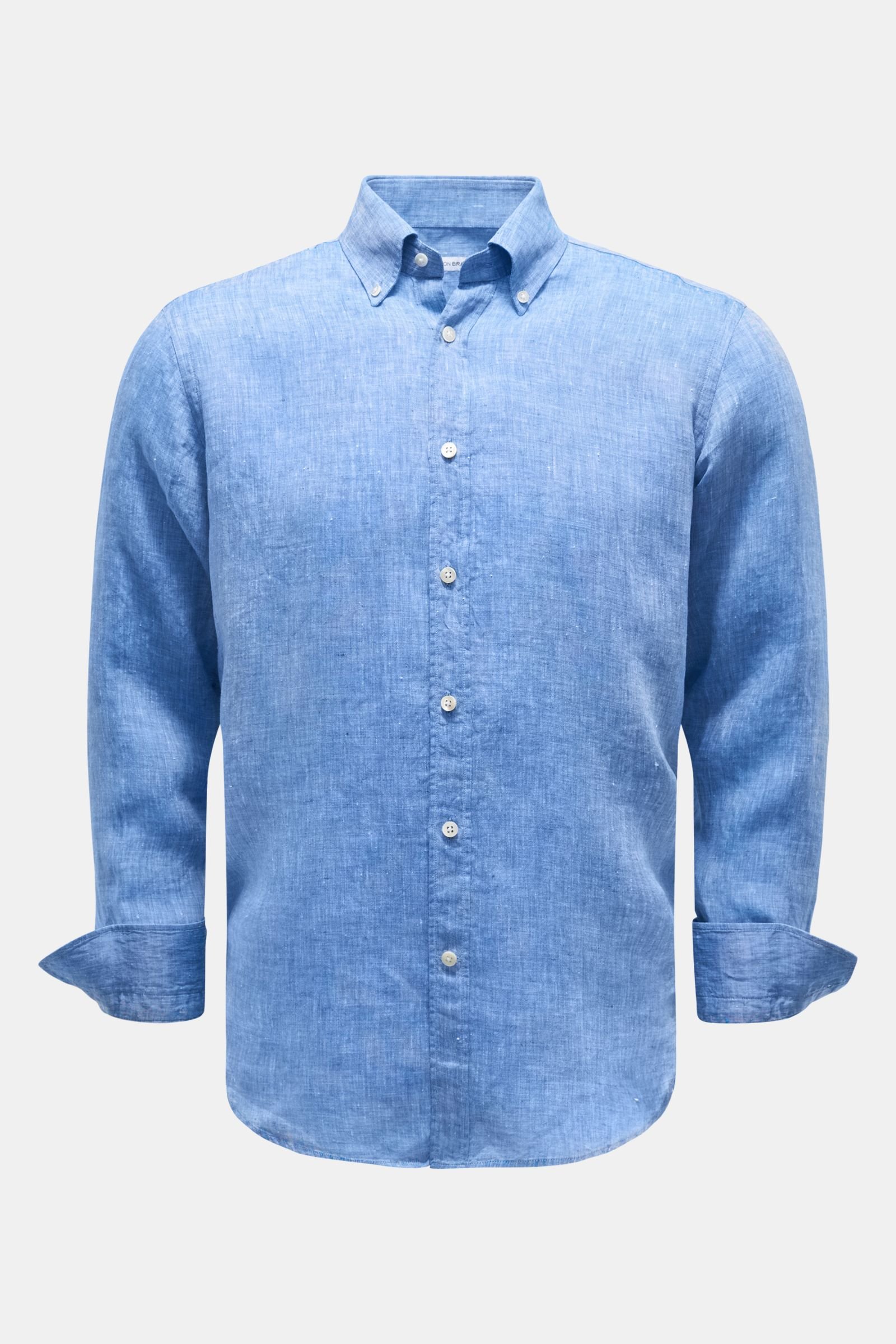 Linen shirt button-down collar grey-blue