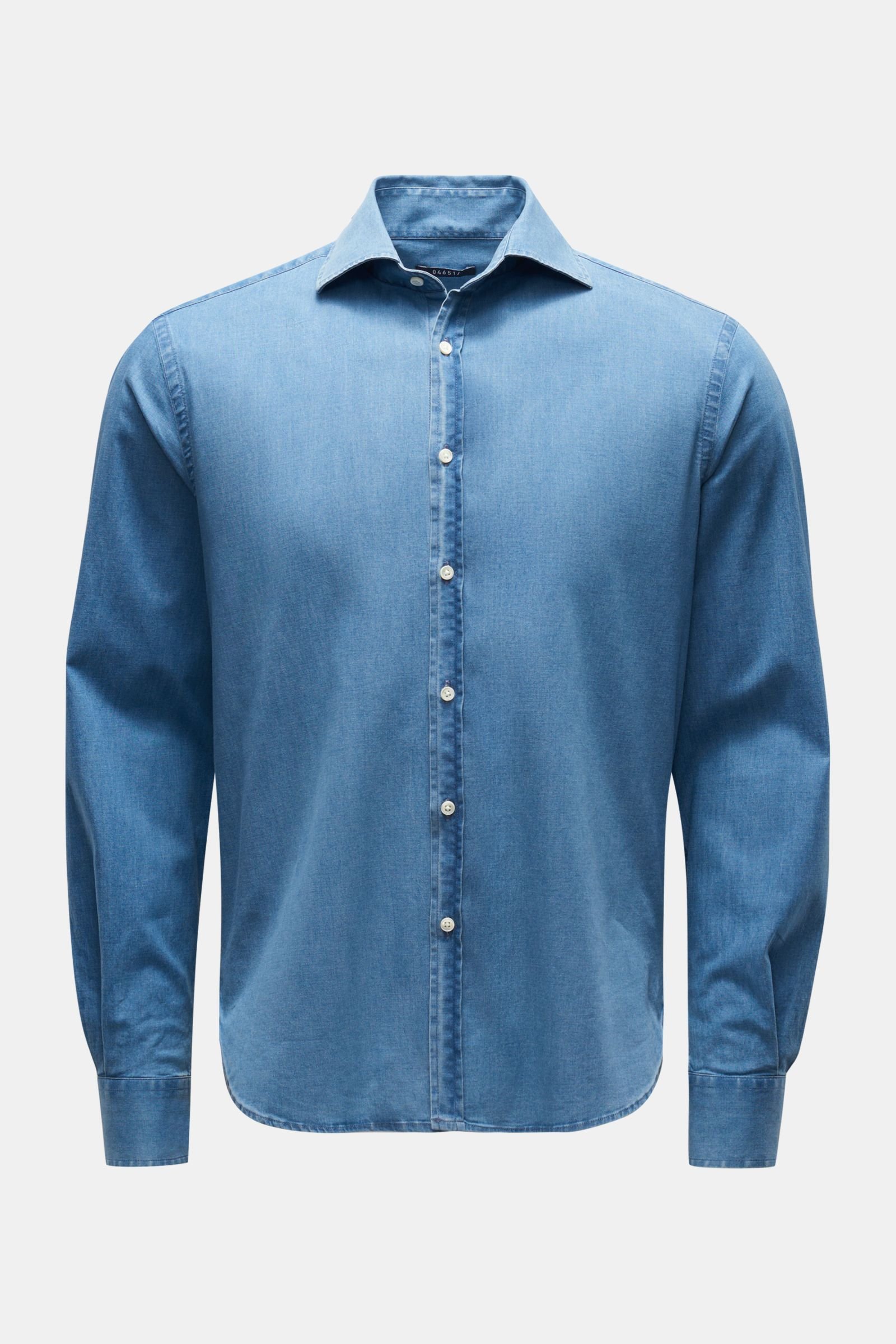 Denim shirt 'Indigo T-shirt' shark collar smoky blue