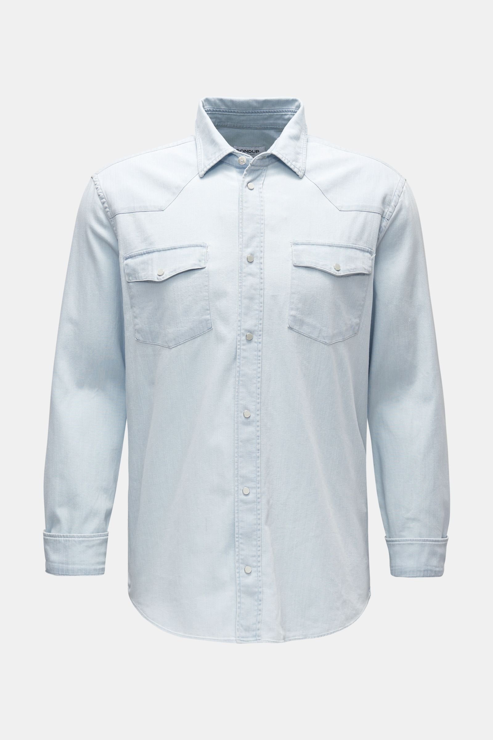 Denim shirt narrow collar light blue