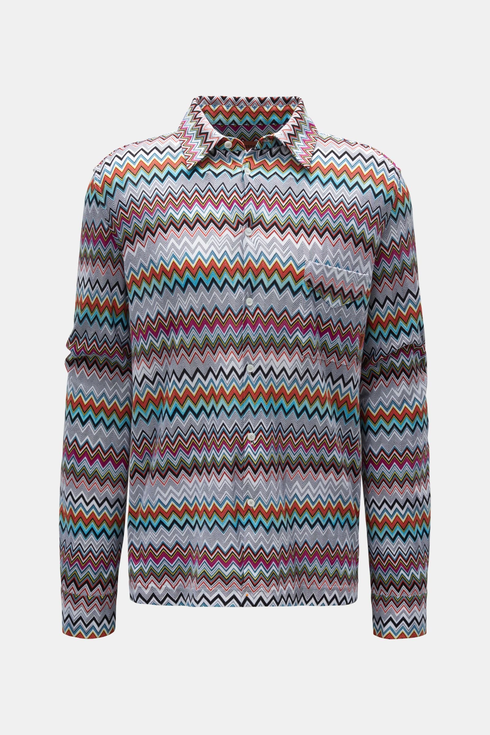 Casual shirt Kent collar light red/purple/light blue patterned