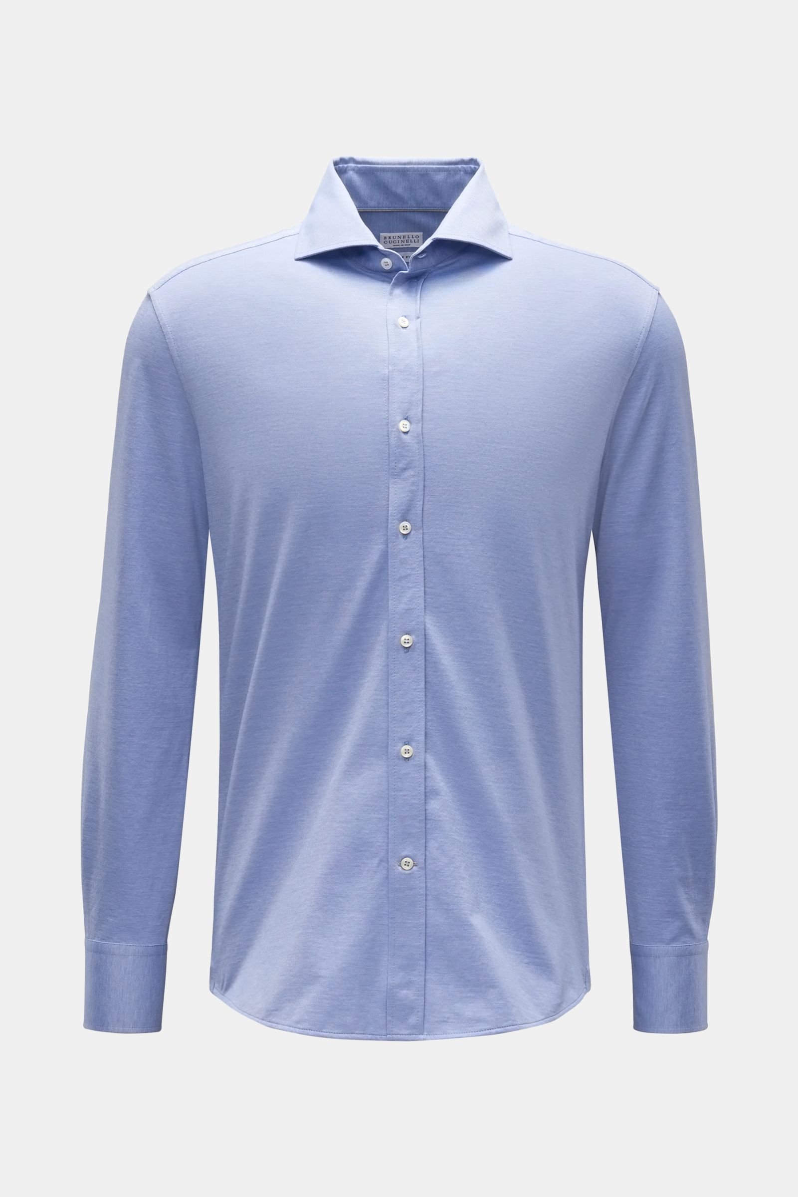 Jersey shirt 'Slim Fit' shark collar smoky blue