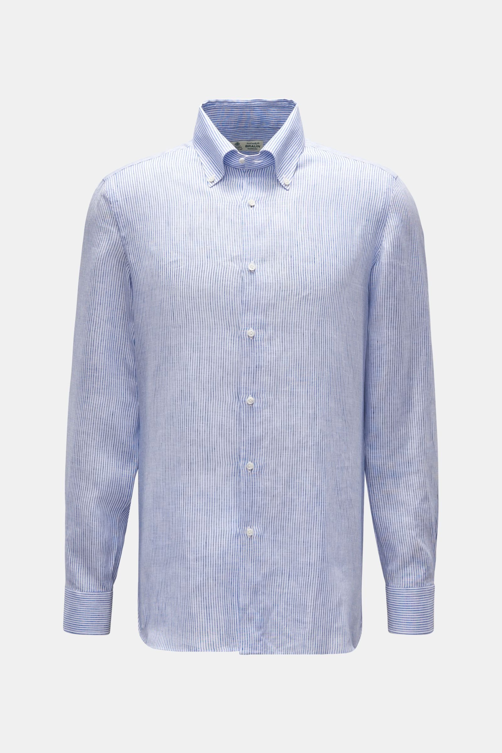 Linen shirt 'Gable' button-down collar blue/white striped