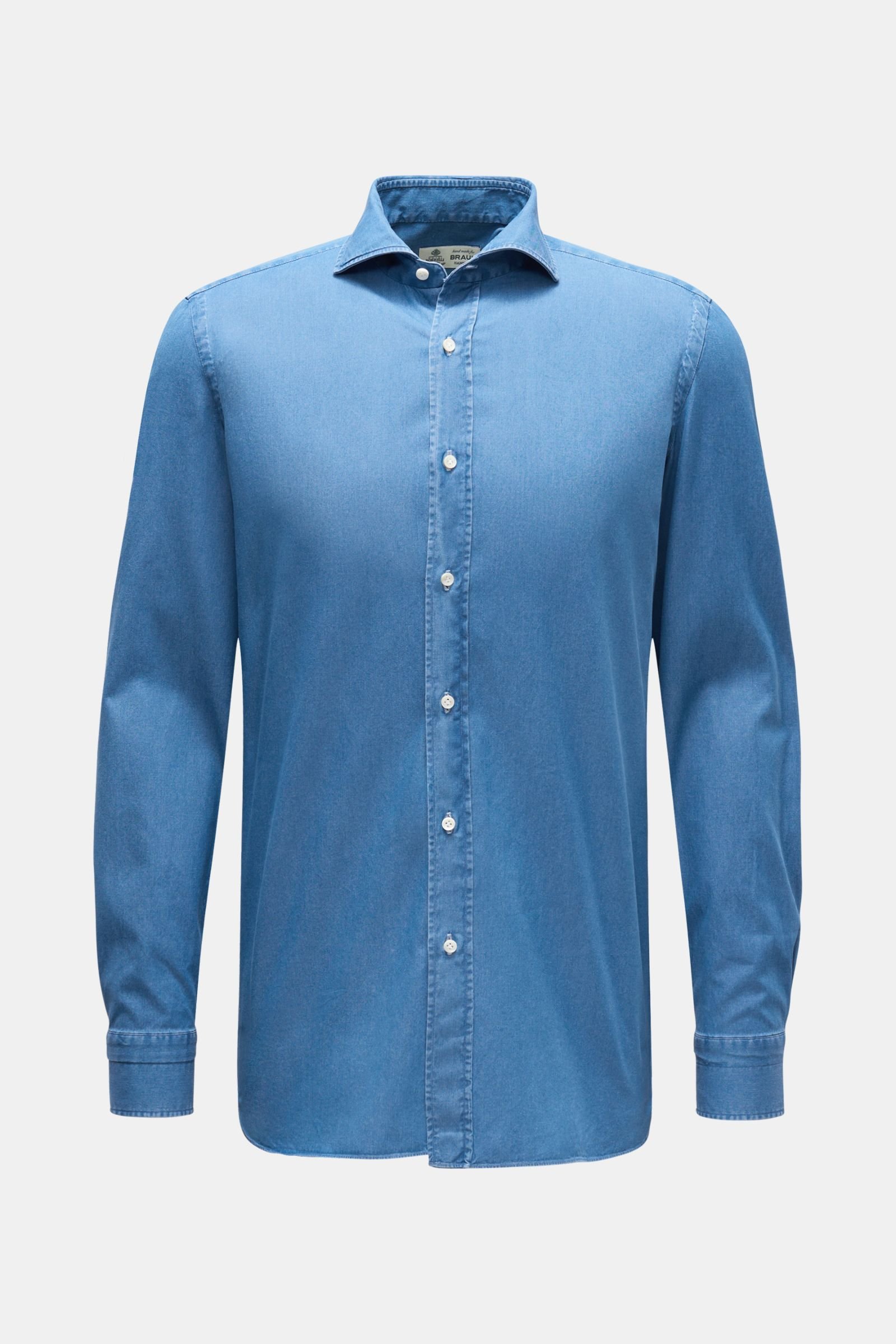 'Nando' denim shirt shark collar smoky blue
