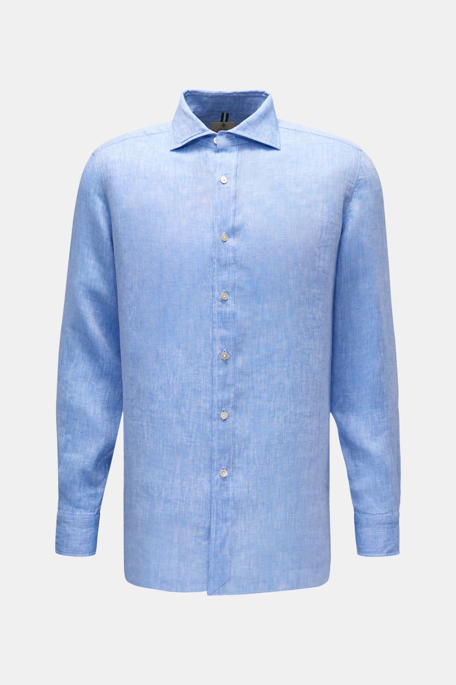 'Nando' linen shirt shark collar smoky blue