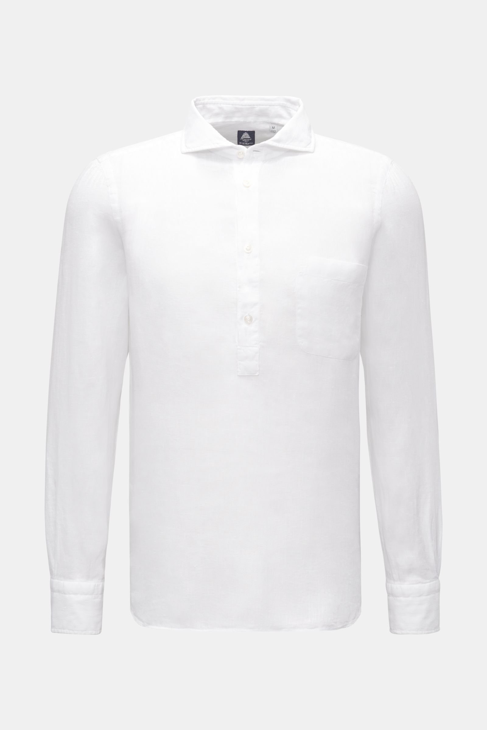 Linen popover shirt 'Achille Porto' shark collar white