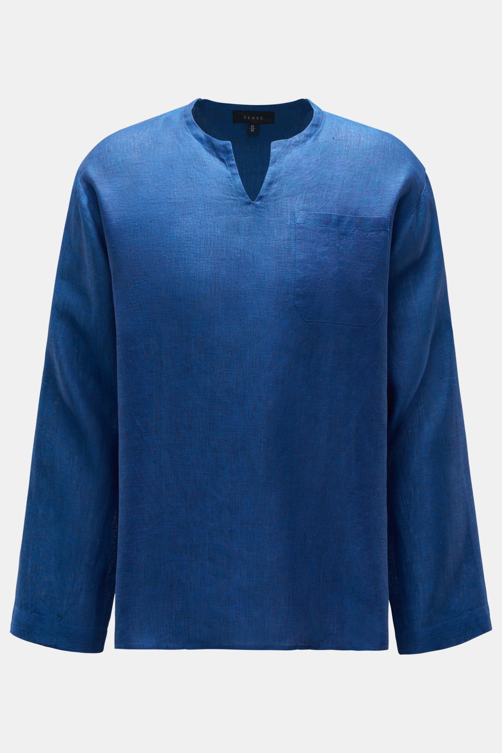 Linen popover shirt dark blue