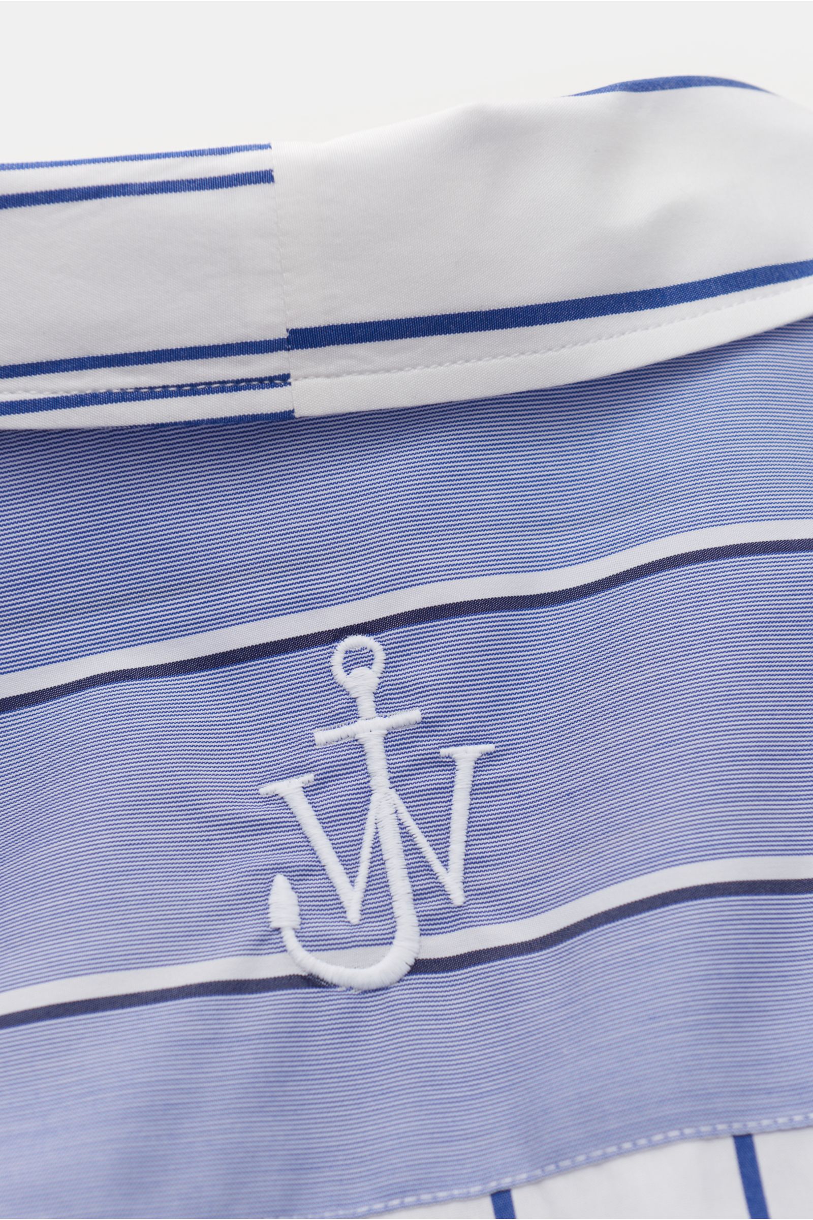 JW Anderson Casual shirt Cuban collar navy/smoky blue/white striped