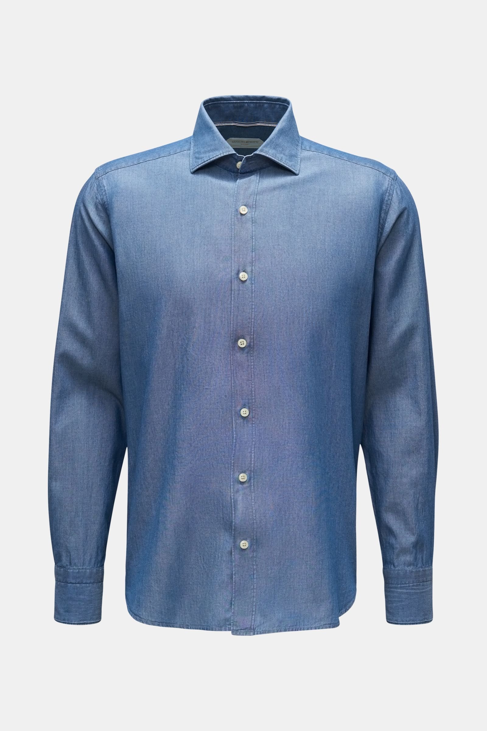 Chambray shirt shark collar smoky blue