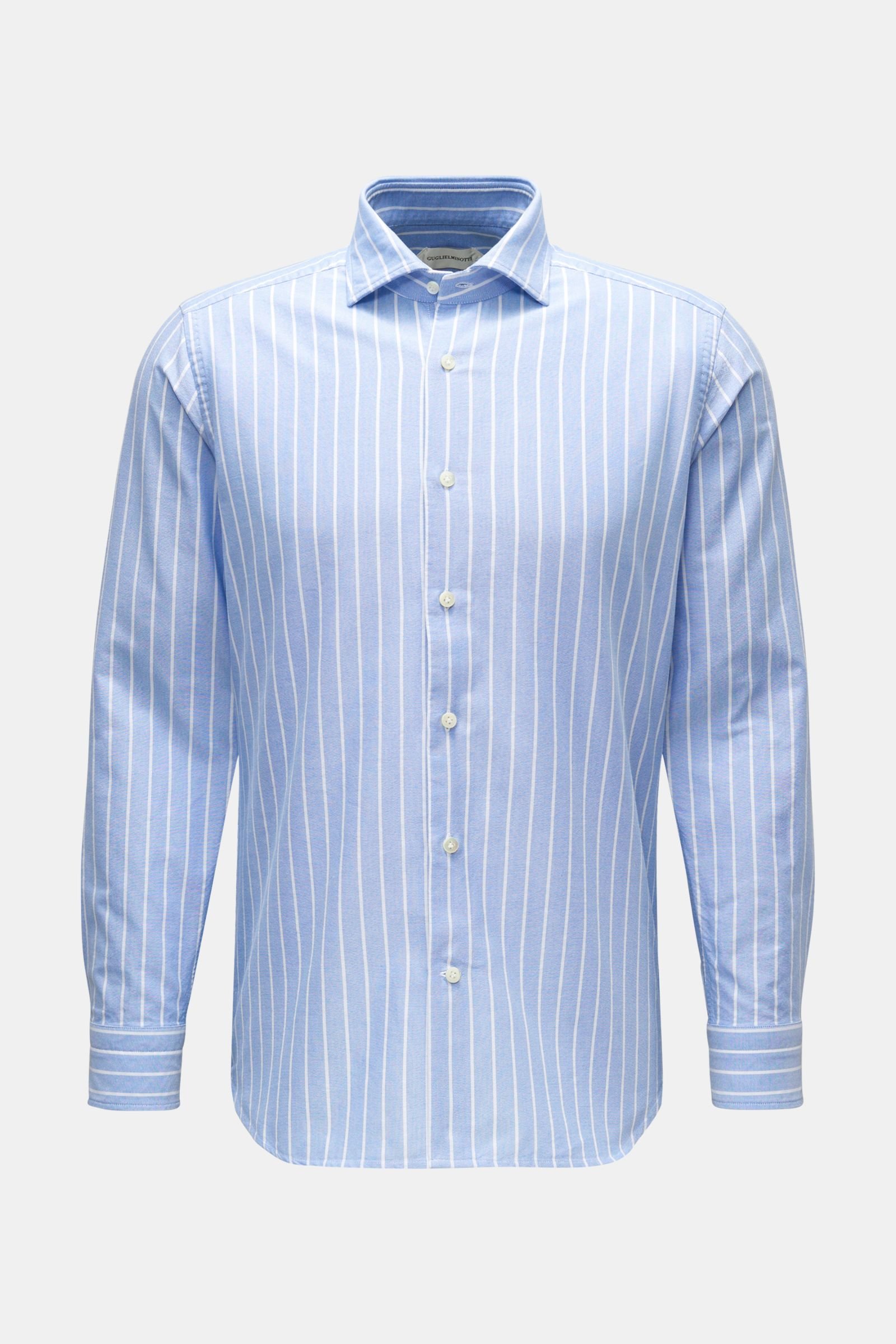 Oxford shirt shark collar smoky blue/white striped