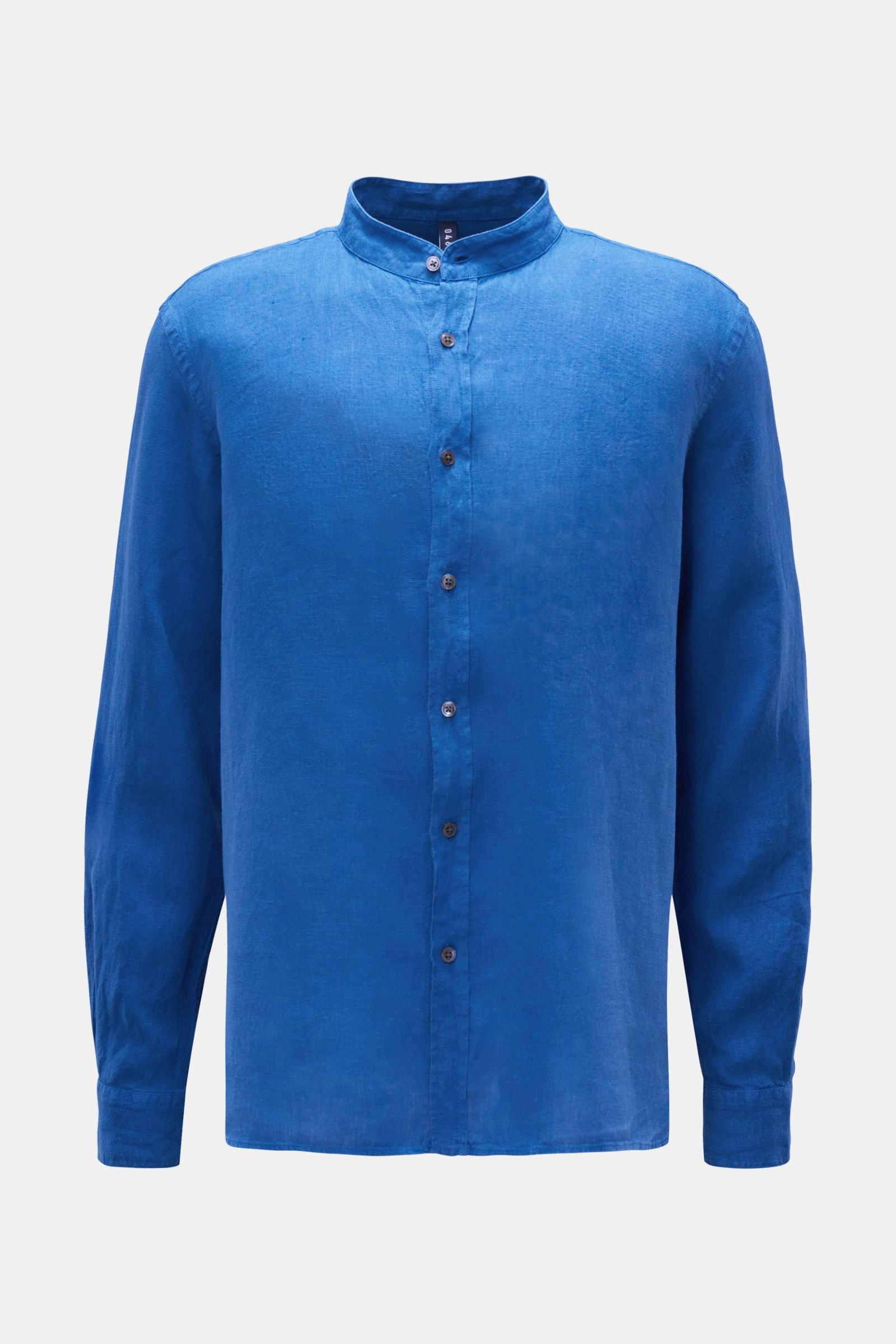Linen shirt 'Linen Guru' grandad collar blue
