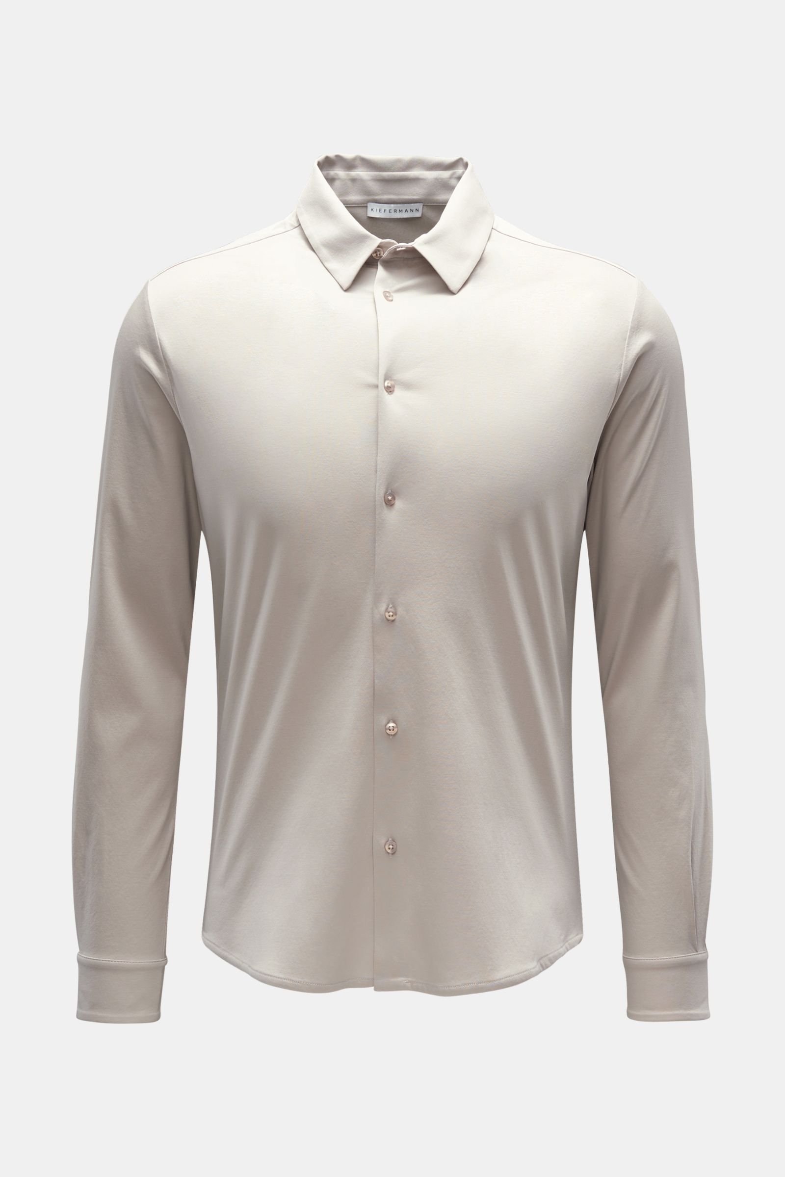 Jersey shirt 'Pius' narrow collar beige