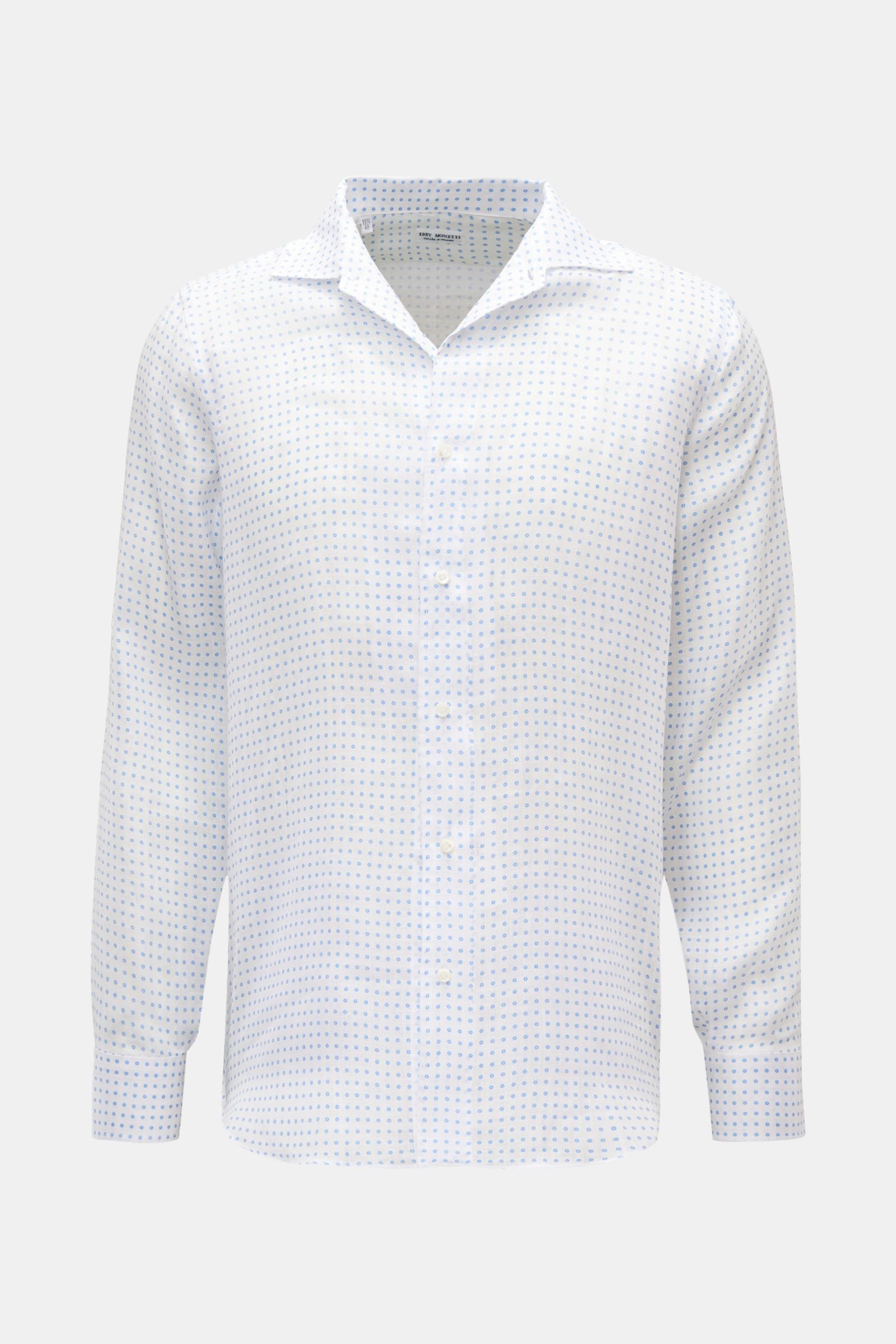 Linen shirt shark collar white/blue patterned