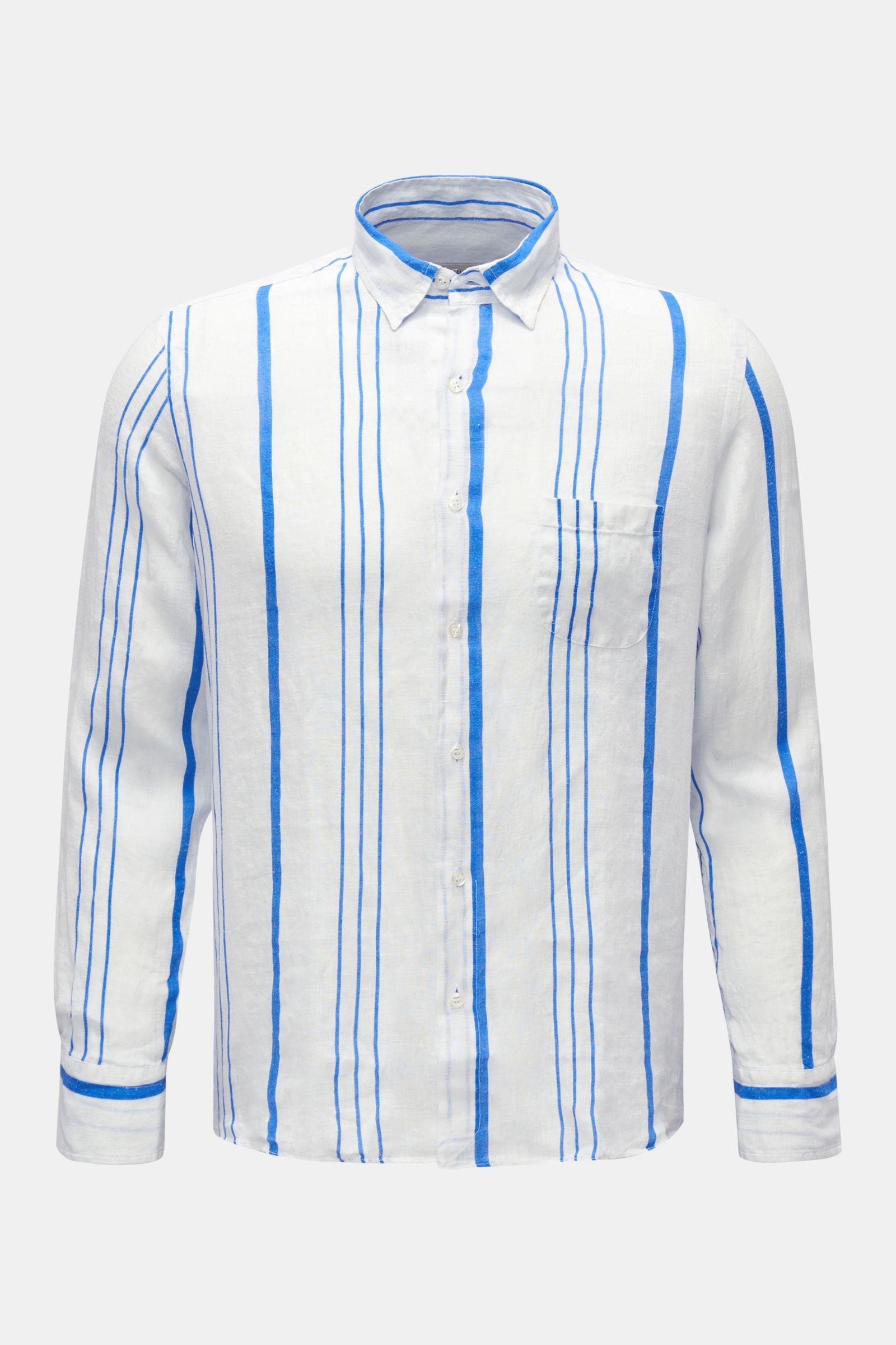 Linen shirt slim collar blue/white striped