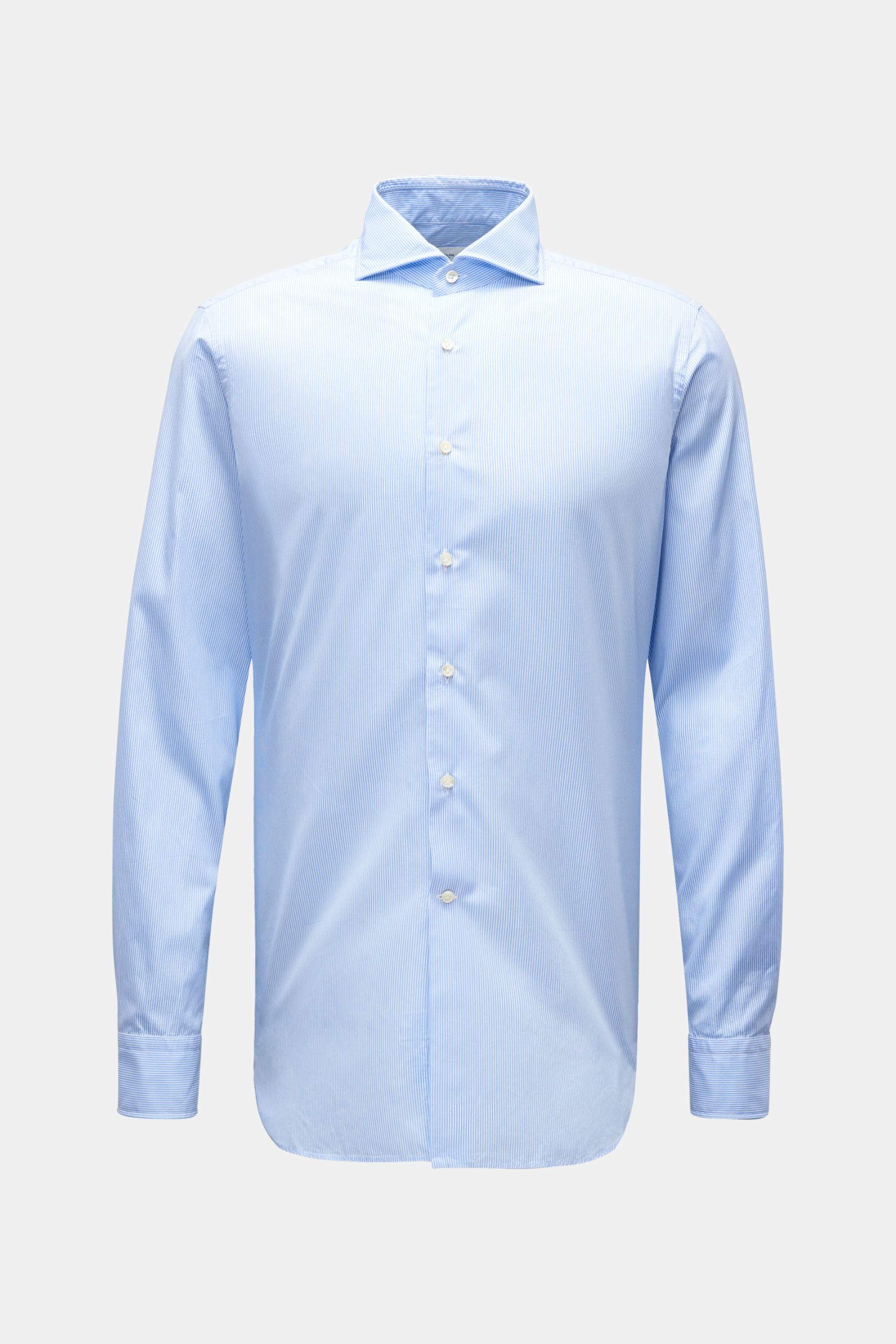 BRAUN Hamburg Casual shirt shark collar light blue/white striped