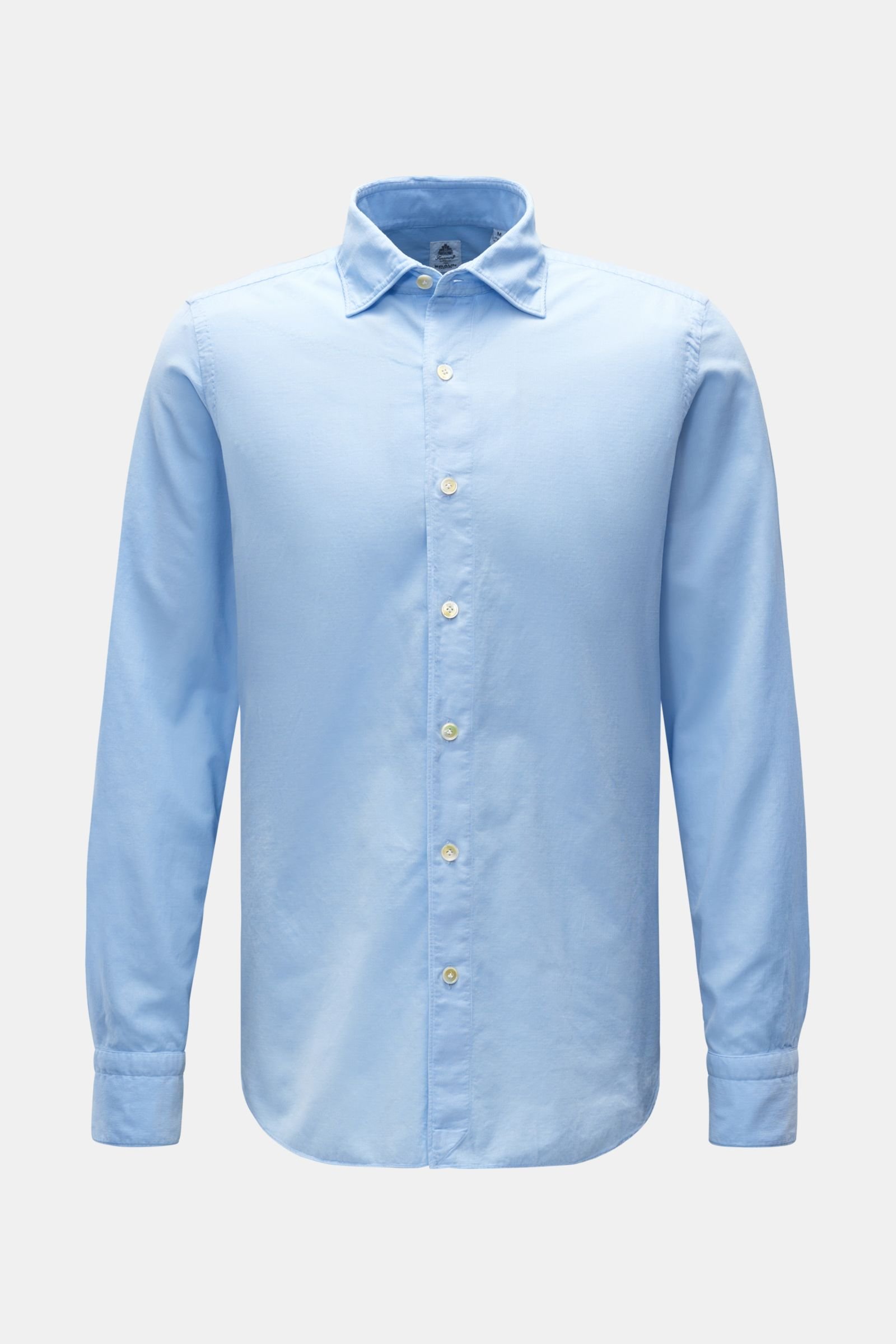 Fine corduroy shirt 'Tokyo Luigi' shark collar light blue