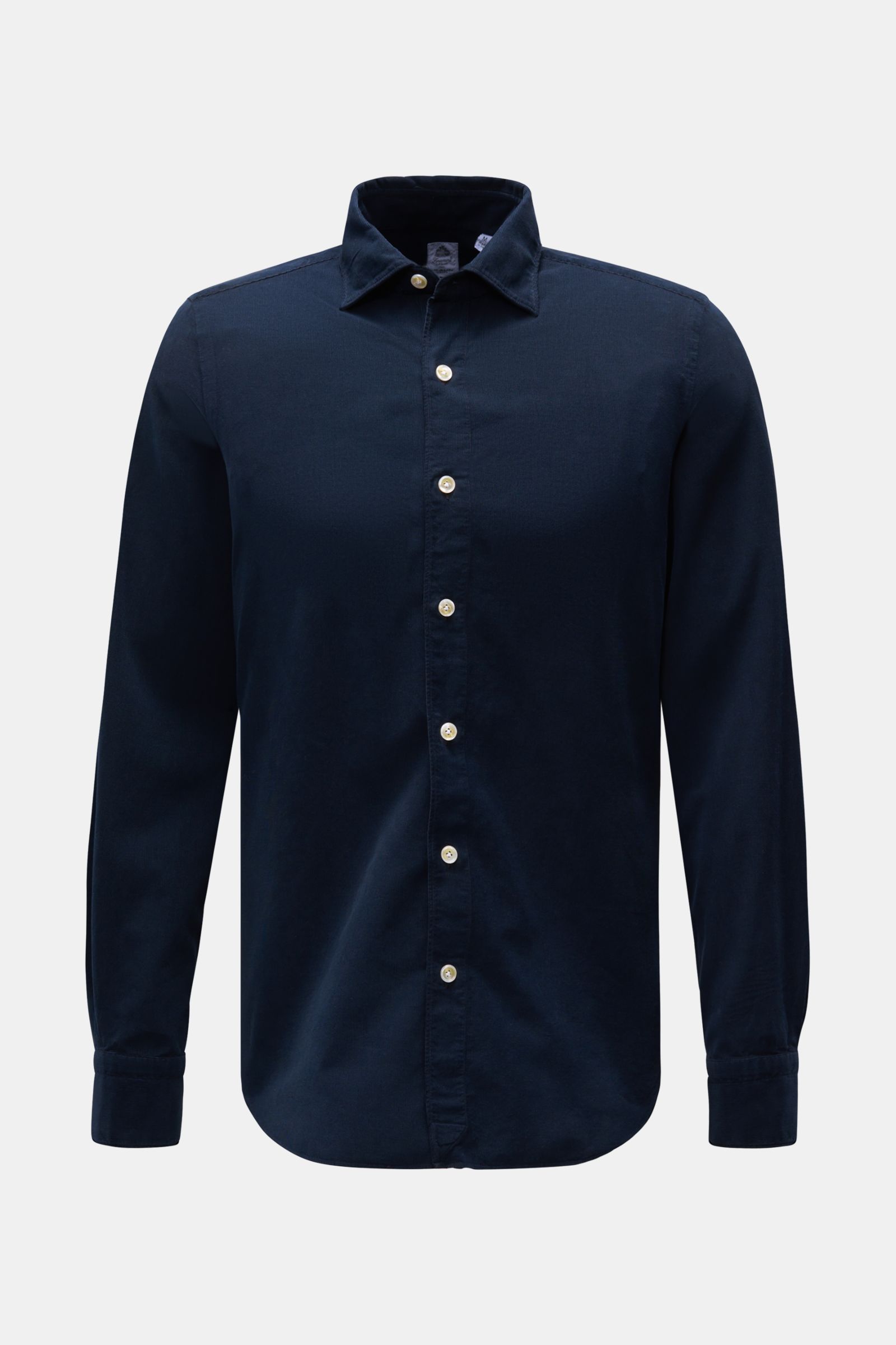 Fine corduroy shirt 'Tokyo Luigi' shark collar navy