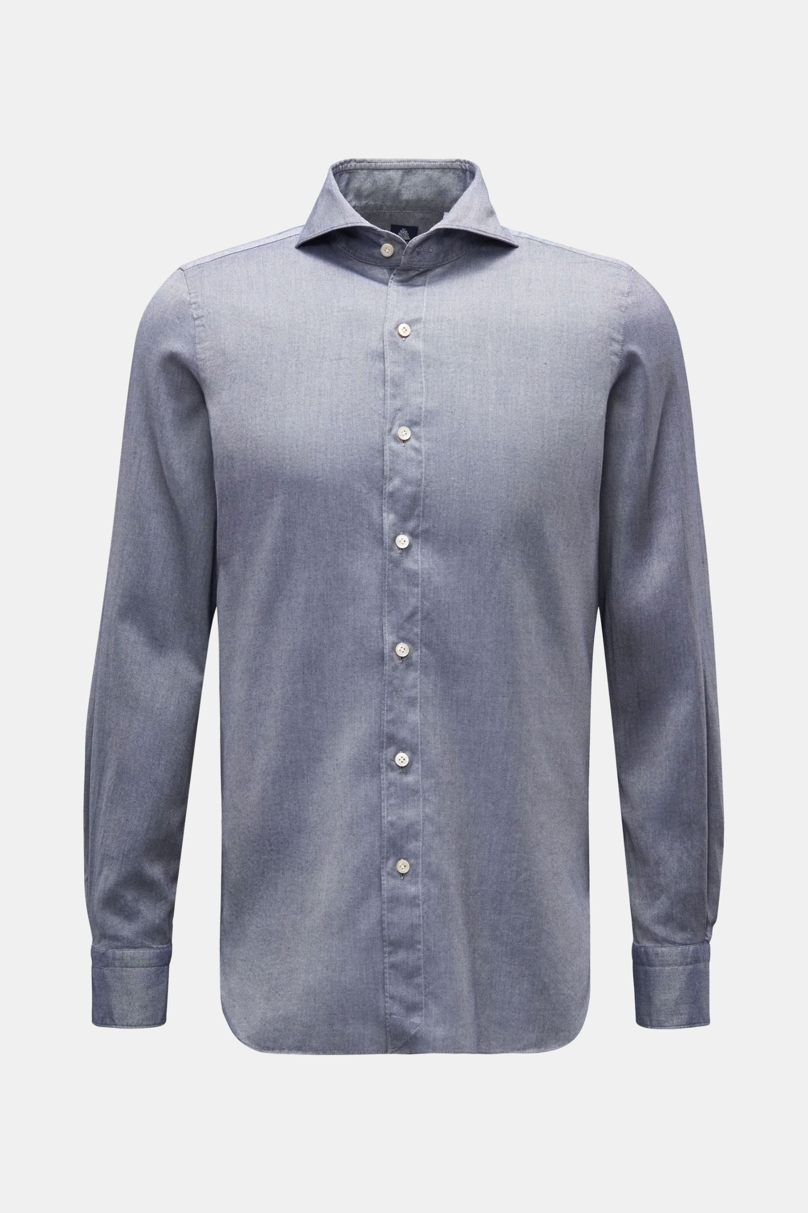 Chambray shirt 'Sergio Gaeta' shark collar grey-blue