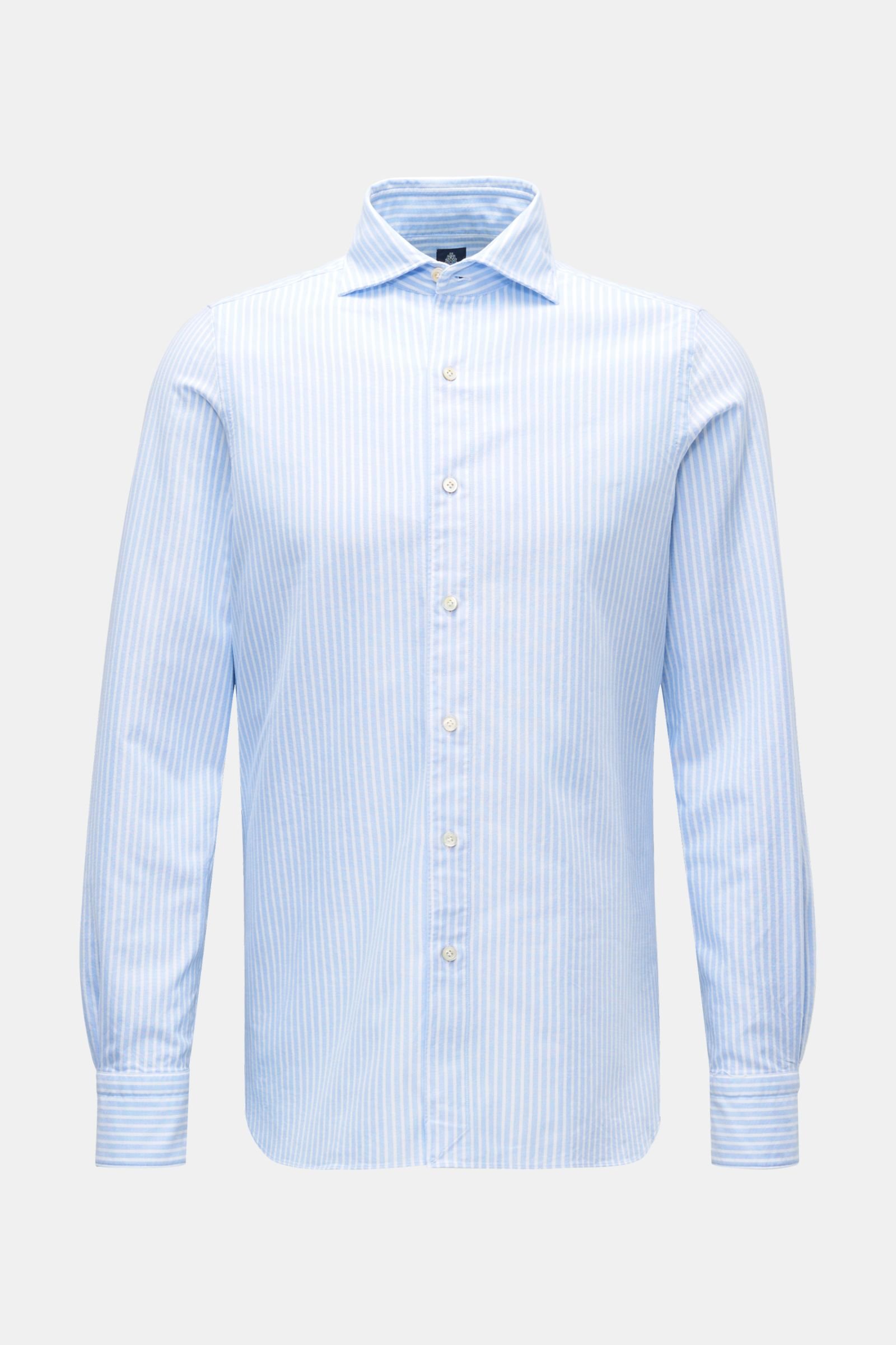 Oxford shirt 'Edoardo Gaeta' shark collar light blue/white striped