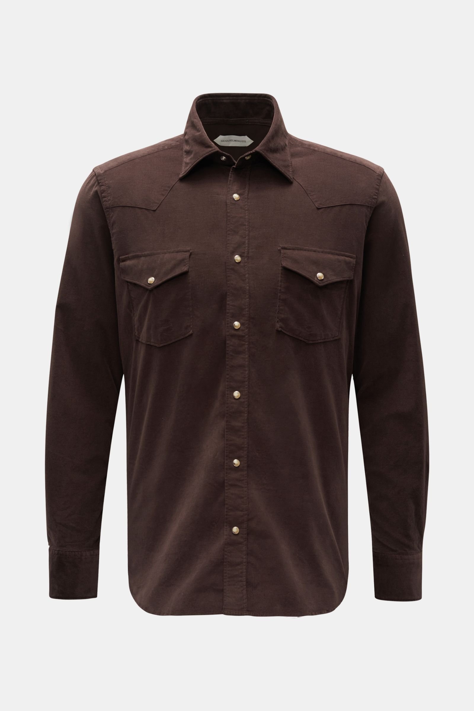 Casual shirt slim collar dark brown