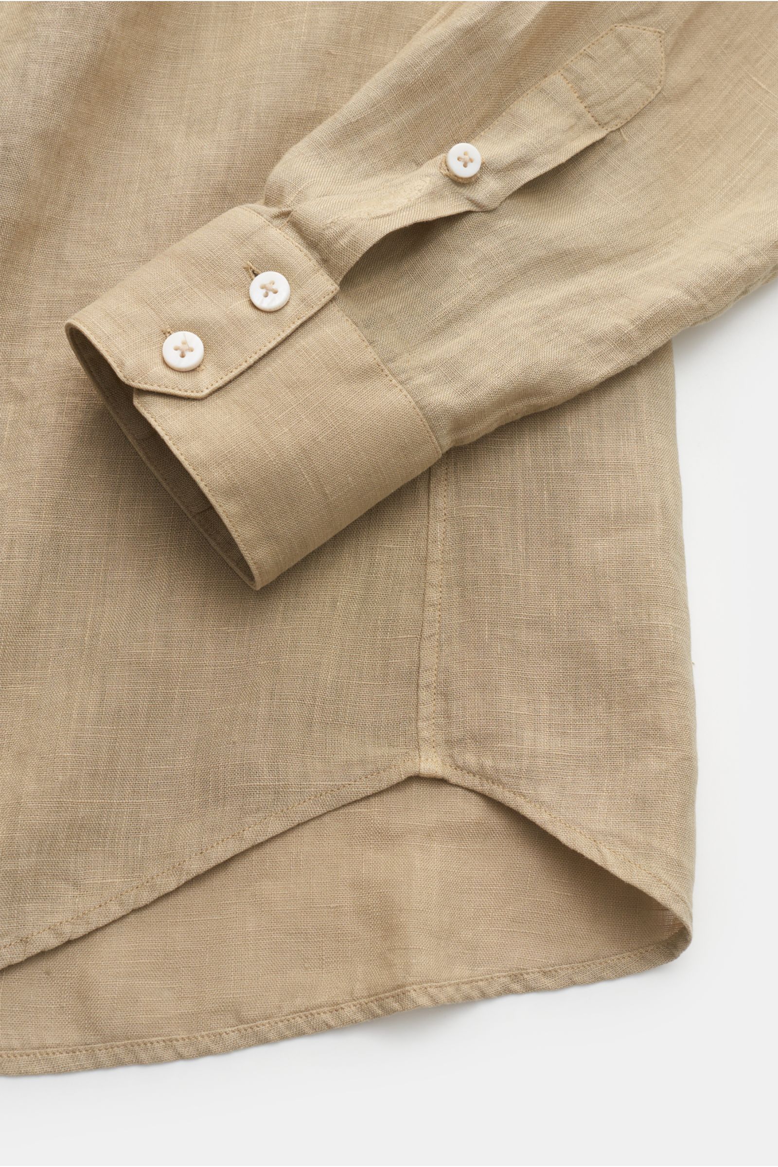 Weber+Weber Leinenhemd 'Linen Collar Shirt' Grandad-Kragen khaki