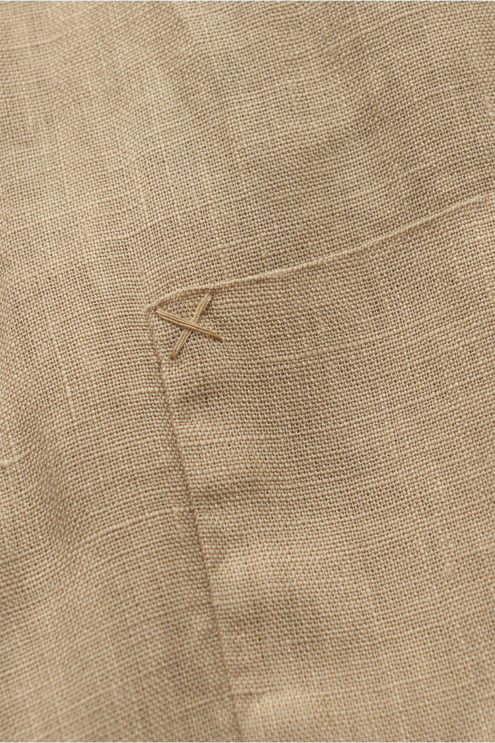 Weber+Weber Leinenhemd 'Linen Collar Shirt' Grandad-Kragen khaki