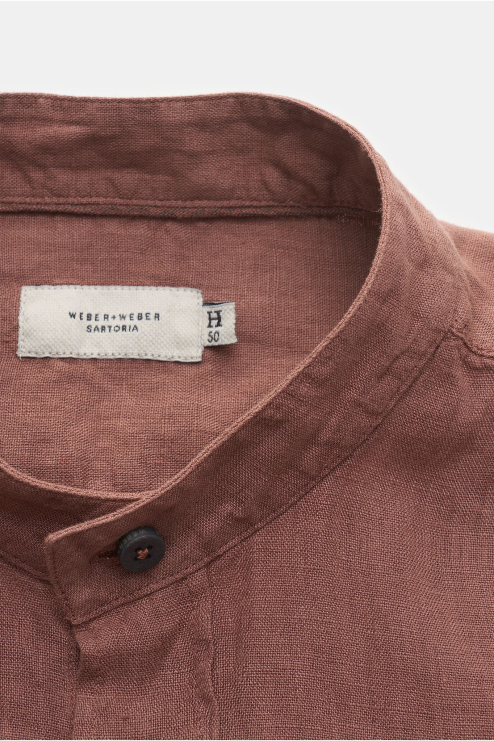 Weber+Weber Linen shirt 'Linen Collar Shirt' grandad collar antique pink