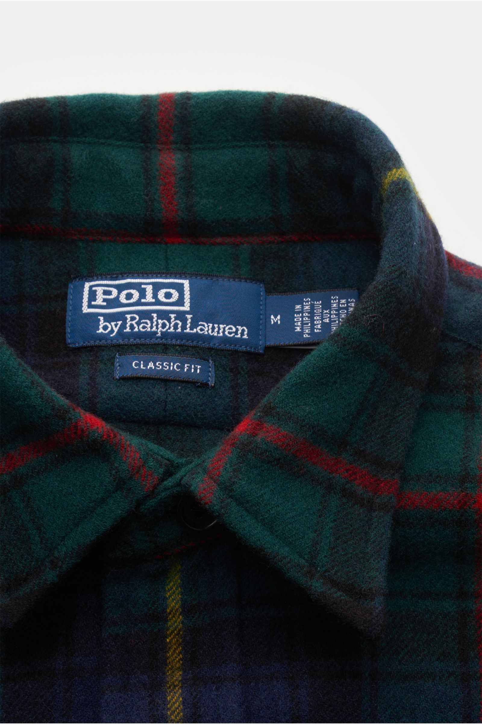 POLO RALPH LAUREN wool twill shirt navy dark green checked BRAUN