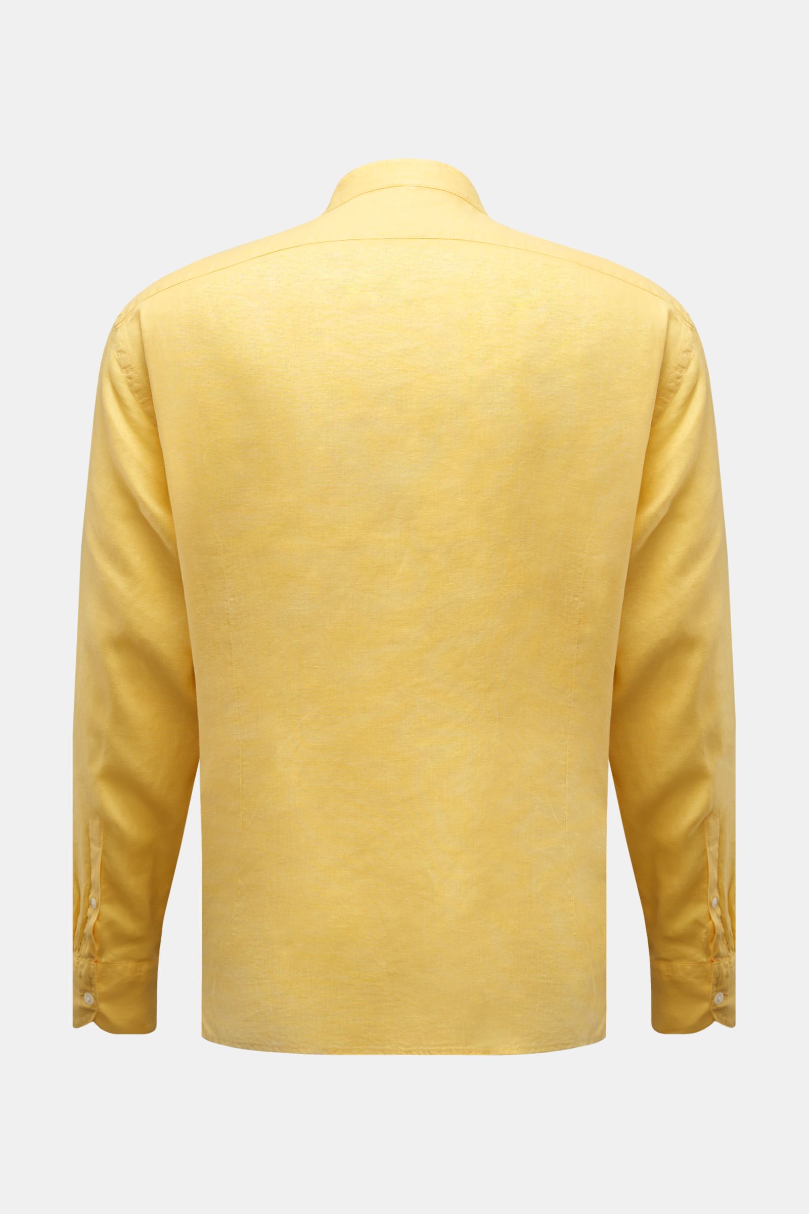 04651/ A trip in a bag Leinenhemd 'Linen Guru' Grandad-Kragen gelb